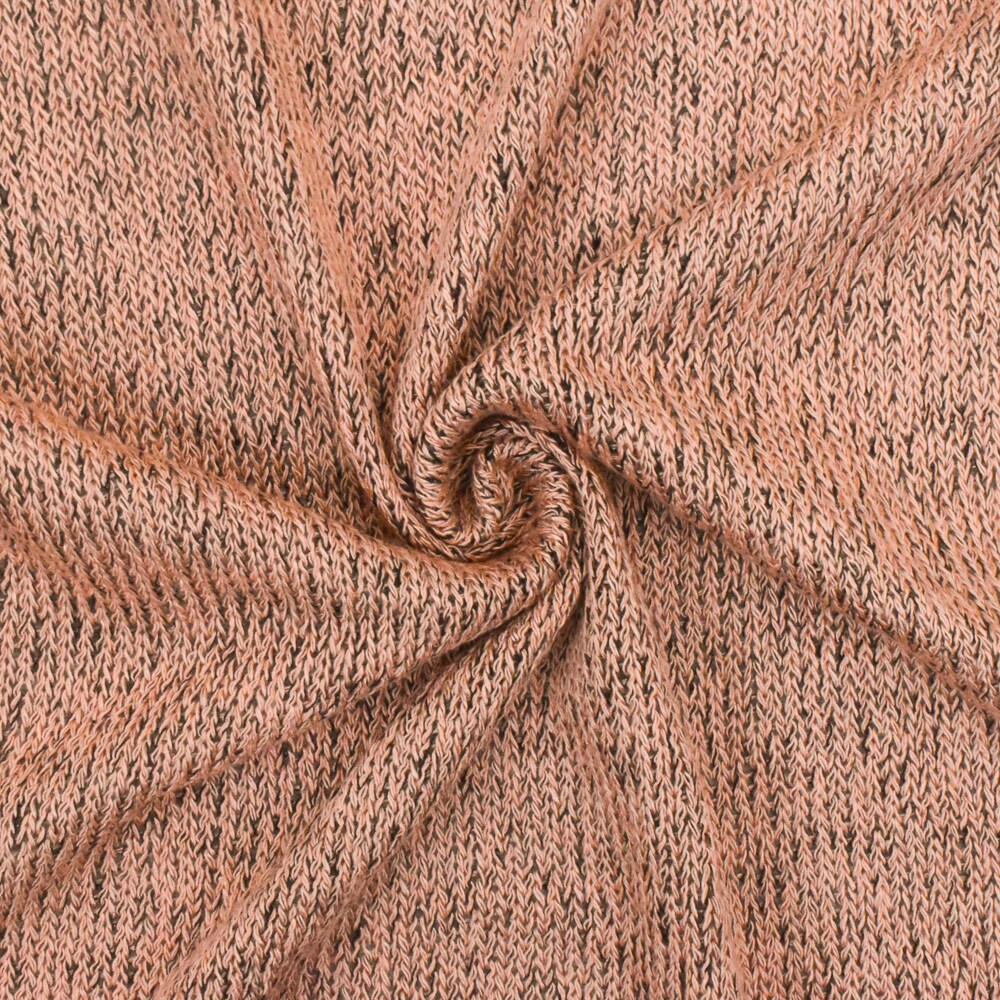 Pastel Peach-Black Texture Stretch Jersey Knit Fabric By the Yard
