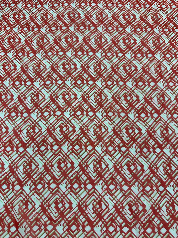 Red Diamond Poly Print Chiffon Fabric By the Yard