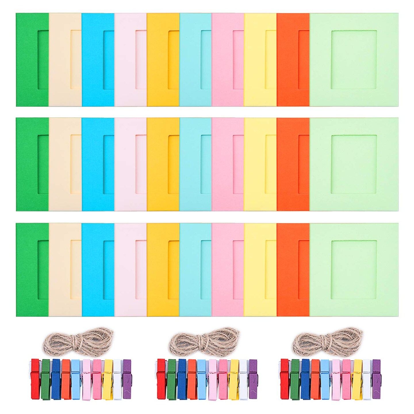 Wall Decor Hanging Display Paper Photo Frame Set Compatible with Fujifilm Instax Mini 11 9 8 70 90 26 Camera Films, Mini Link Printer, 30 Piece (Colorful)