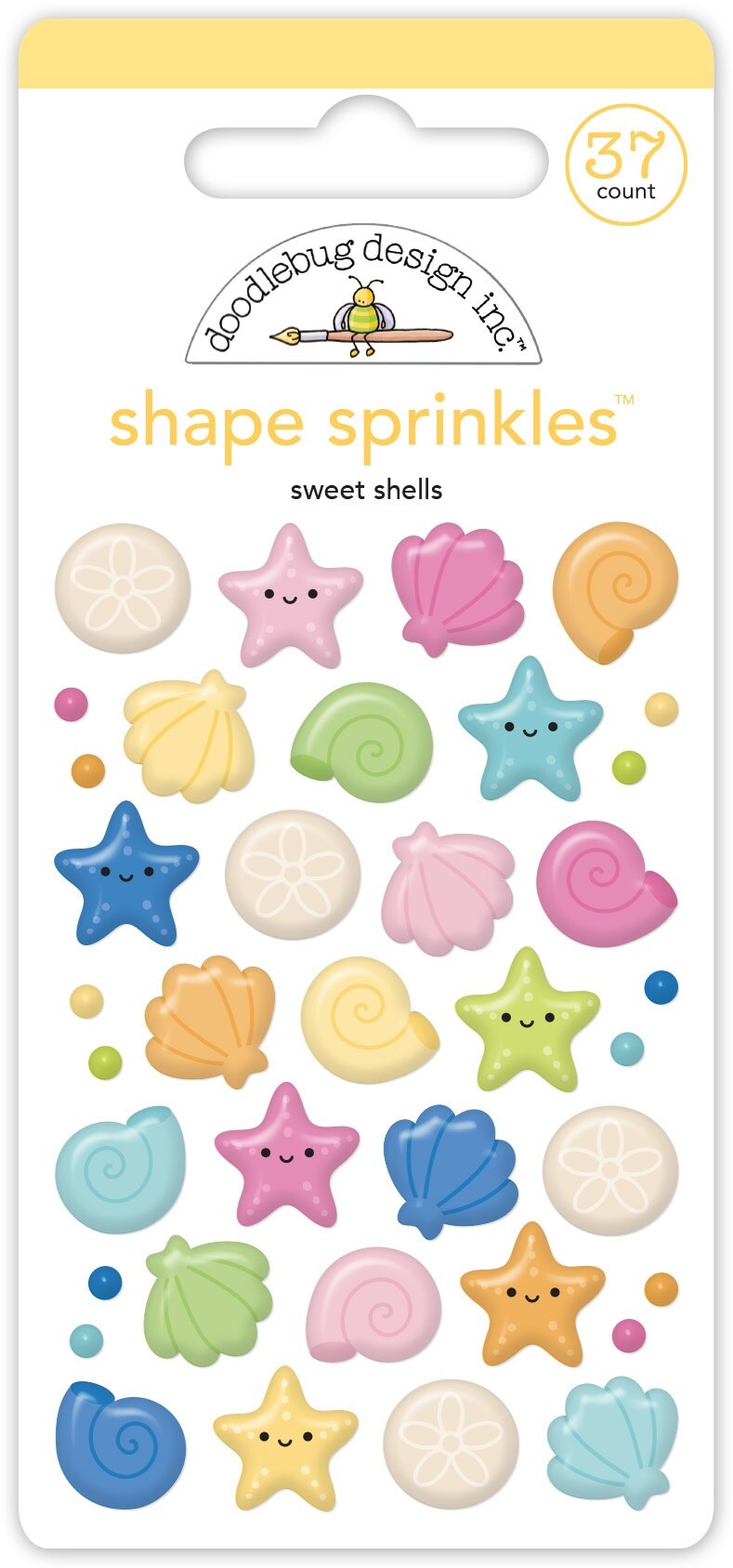 Doodlebug Sprinkles Adhesive Enamel Shapes-Sweet Shells, Summer Fun