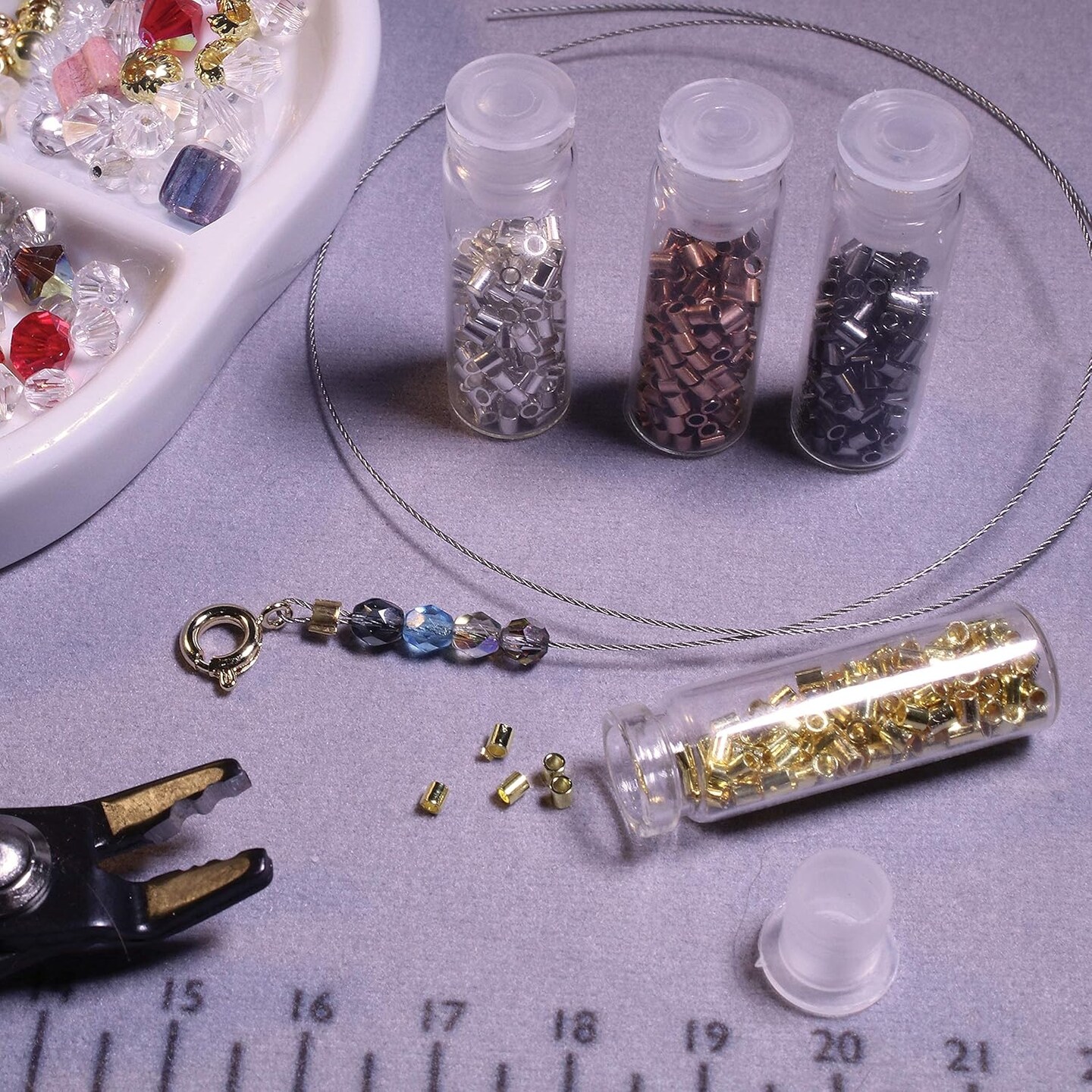 The Beadsmith Tube Crimp Beads, 1.8mm, Assorted Colors, 600 Pieces, Uniform Cylindrical Shape, No Sharp Edges, Designed to Secure The Ends of Jewelry Stringing Wires and Cables