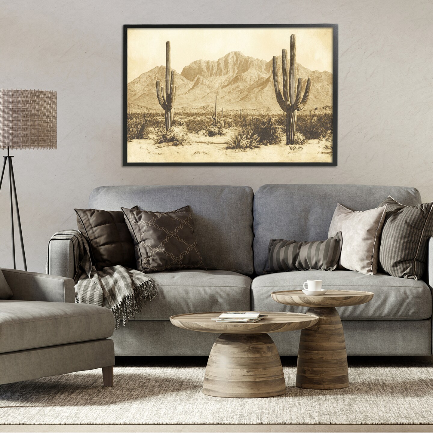 Stupell Industries Desert Landscape Vintage Sepia Framed Giclee, design by Petal Prints Design