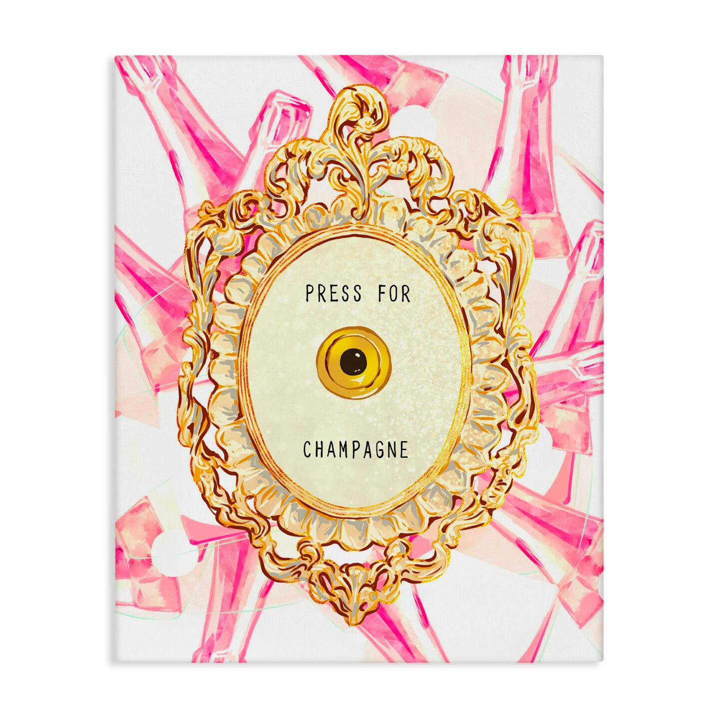 Stupell Industries Champagne Doorbell with Pattern Canvas, design by Ziwei Li