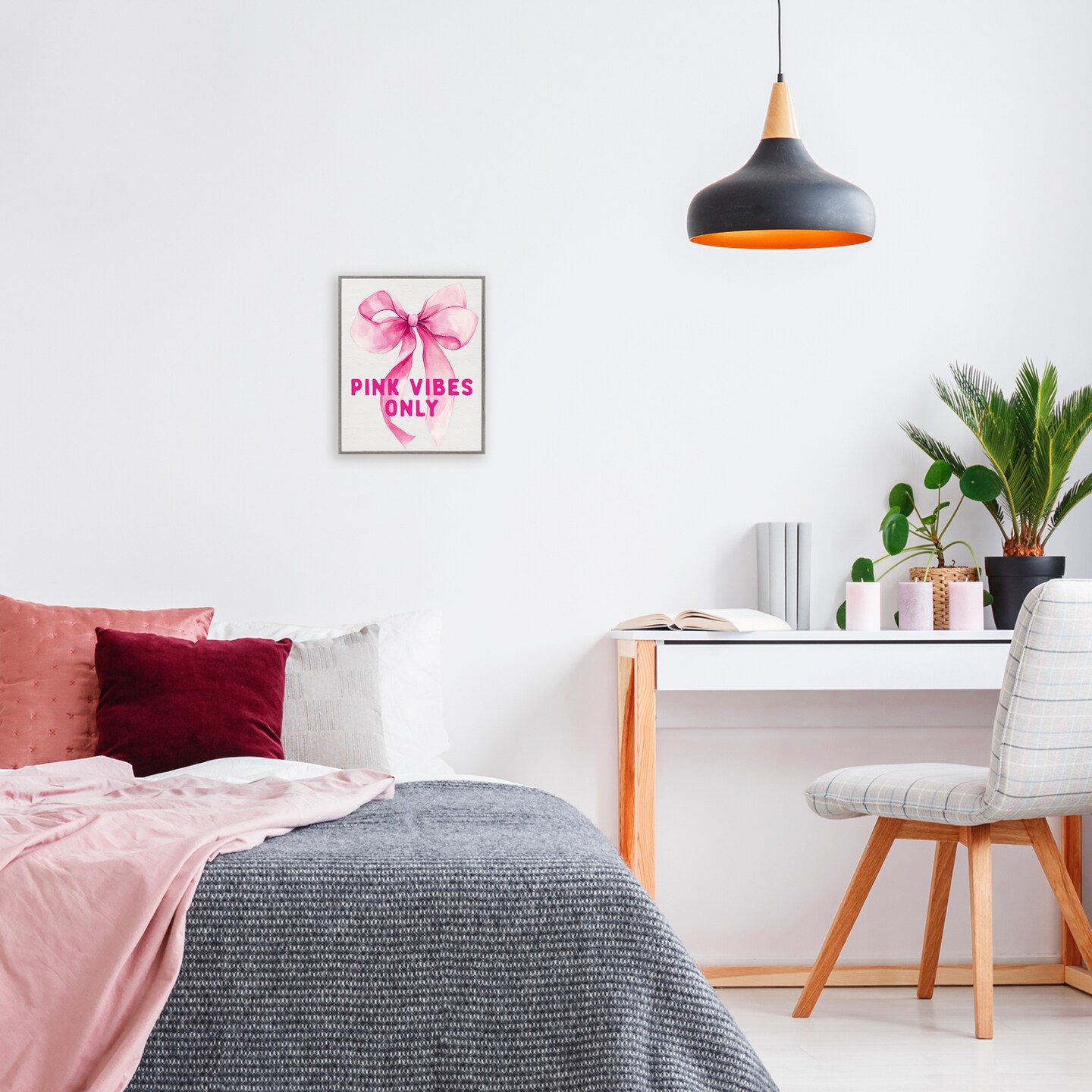 Stupell Industries Girly Pink Vibes Only Framed Giclee, design by Lettered and Lined