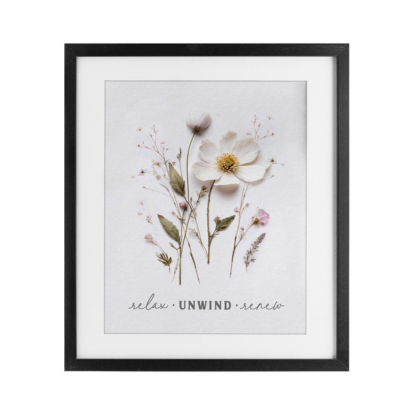 Stupell Industries Relaxing Pressed Flowers Framed Print Under Glass, design by Lettered and Lined
