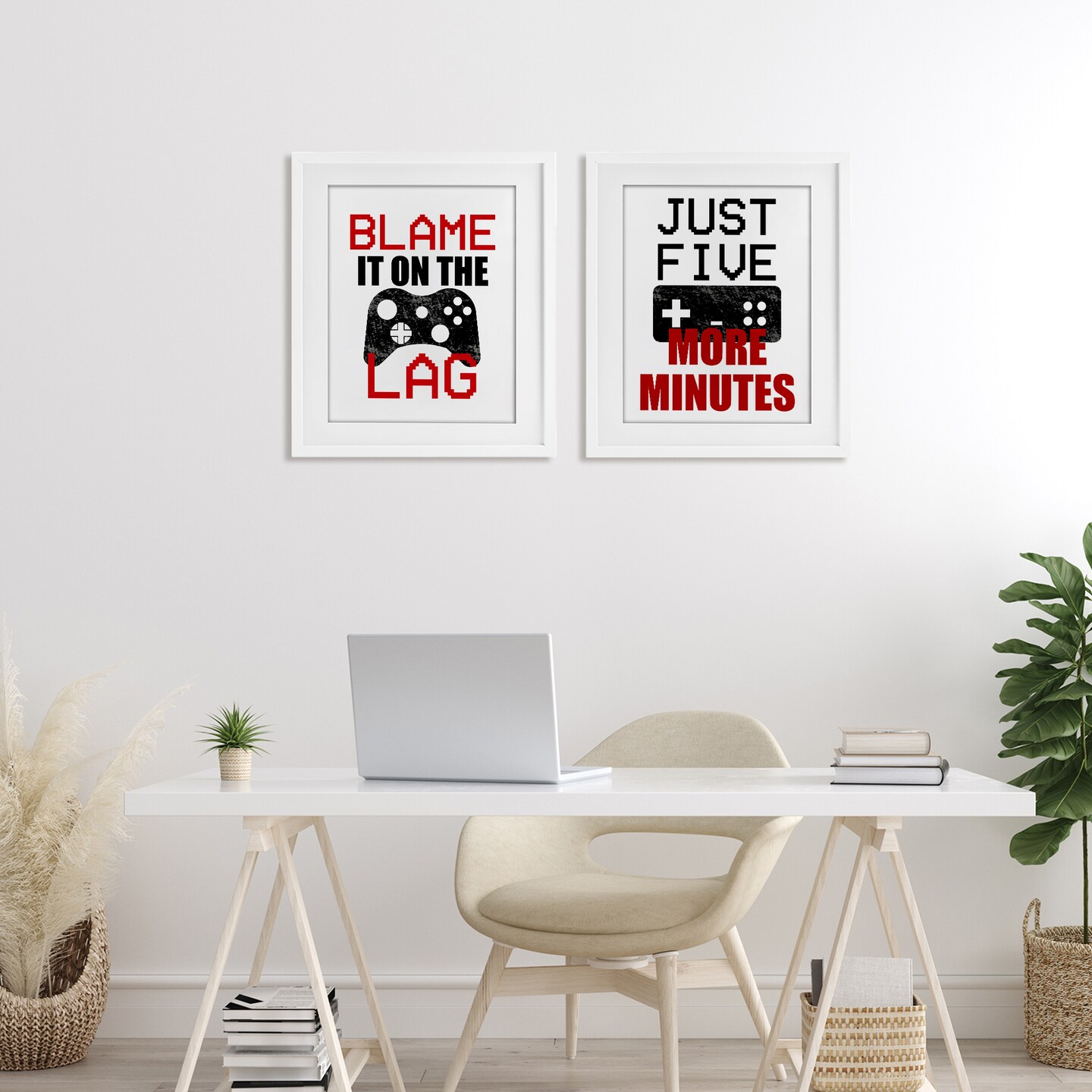 Stupell Industries Funny Gamer Phrases 2pc Framed Print Under Glass Set, design by Kim Allen