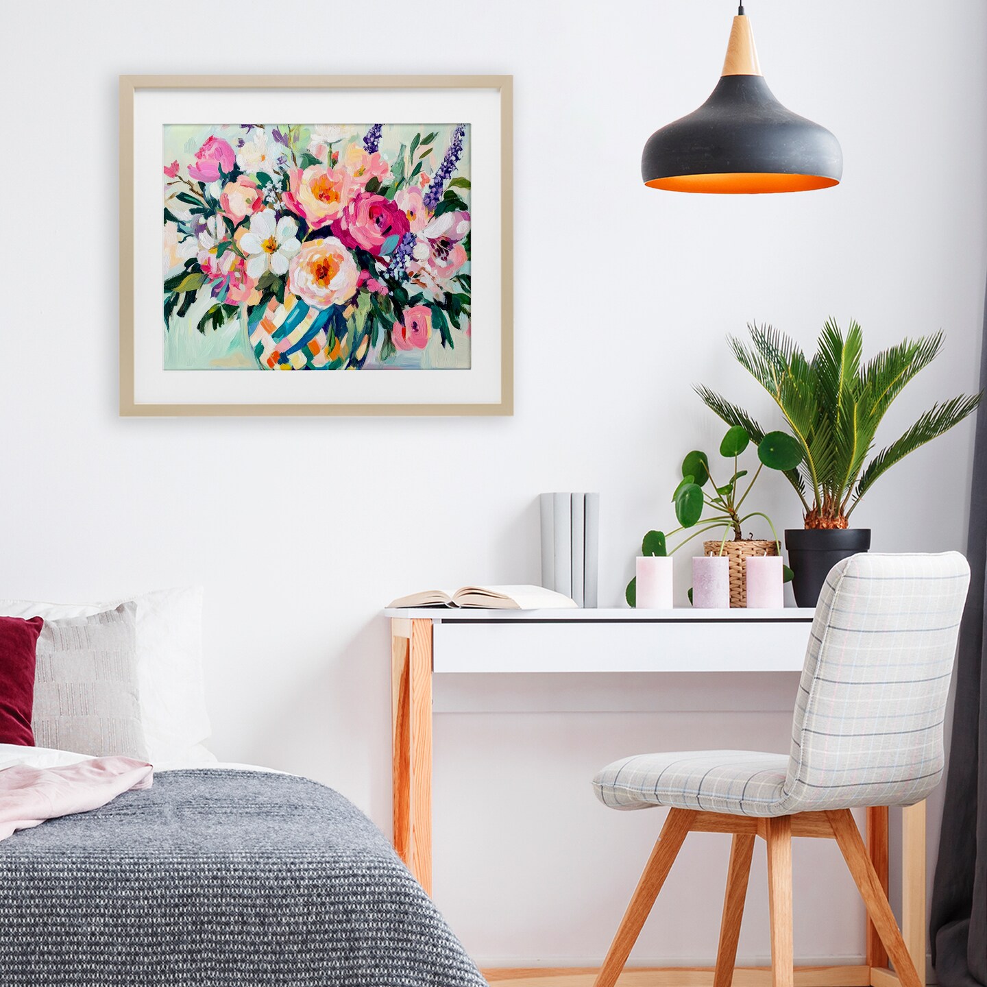 Stupell Industries Colorful Bouquet in Spring Vase Framed Print Under Glass, design by Petal Prints Design
