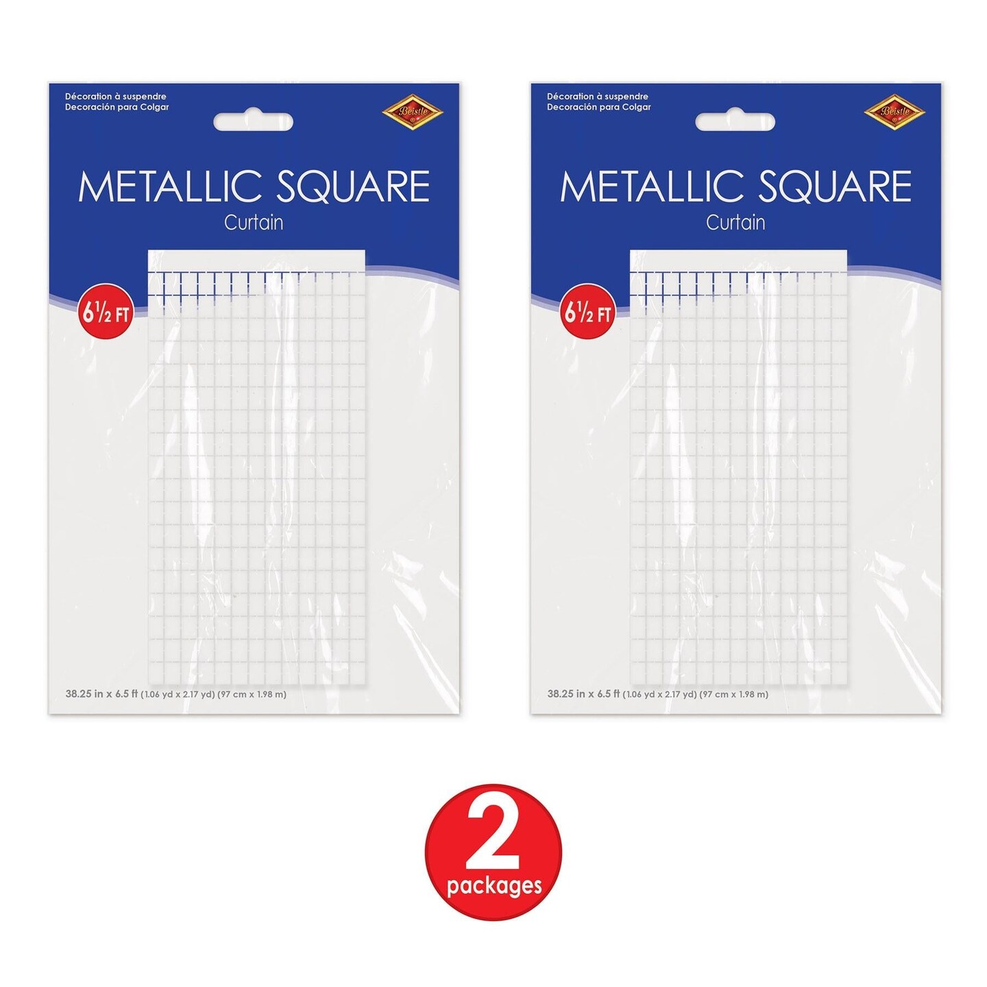 6 Pack Beistle White Metallic Party Square Curtain
