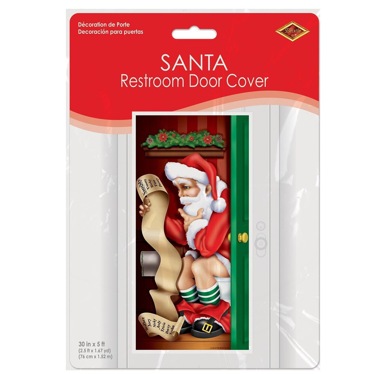 12 Pack Beistle Christmas Santa Restroom Door Cover