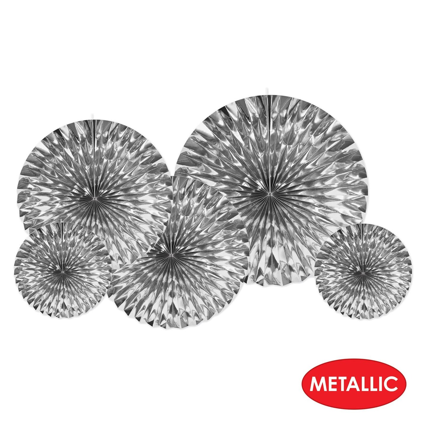 30 Pack Beistle Metallic Party Fans - Silver