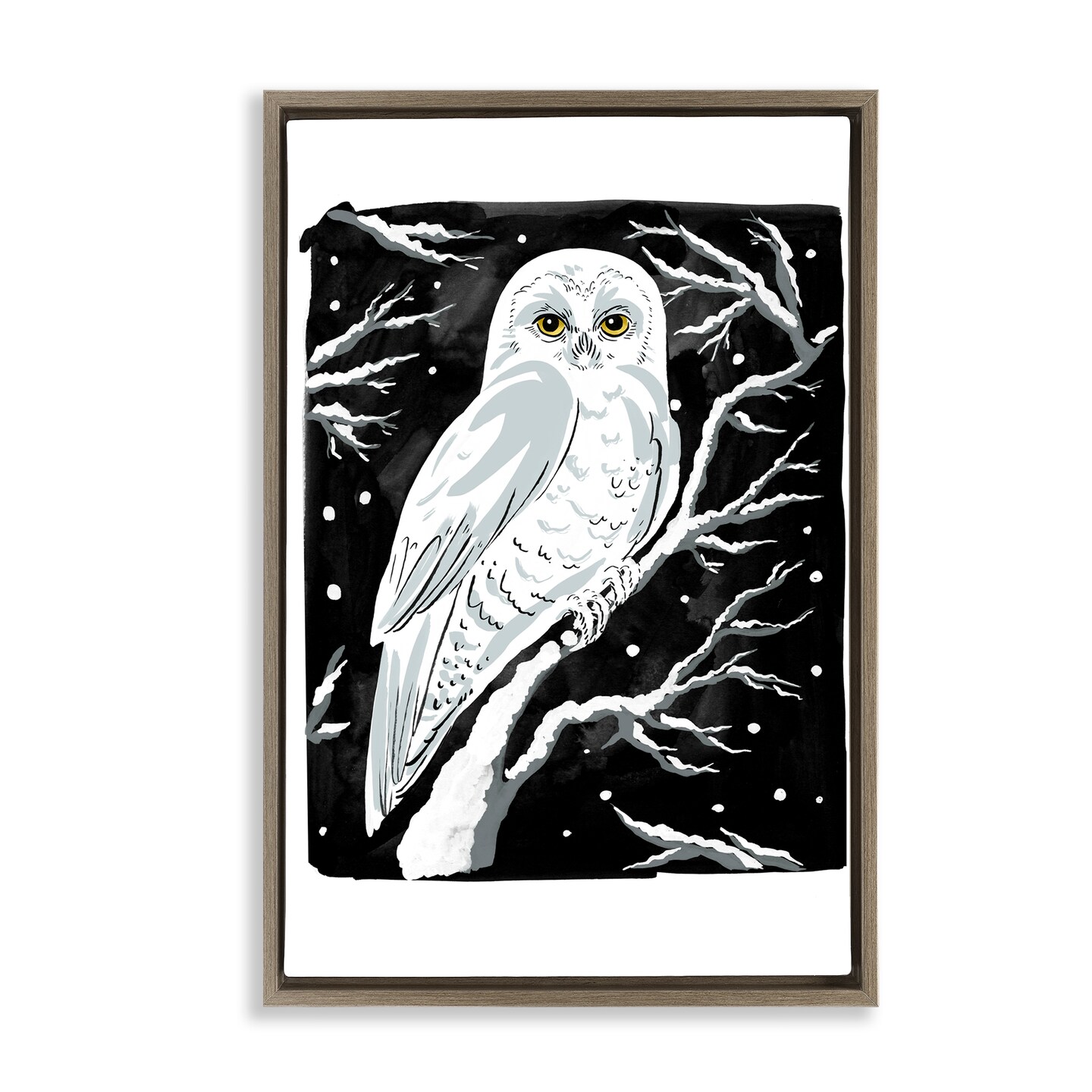 Stupell Industries Forest Owl &#x26; Calm Snowfall Floating Frame Design by Hannah Moren