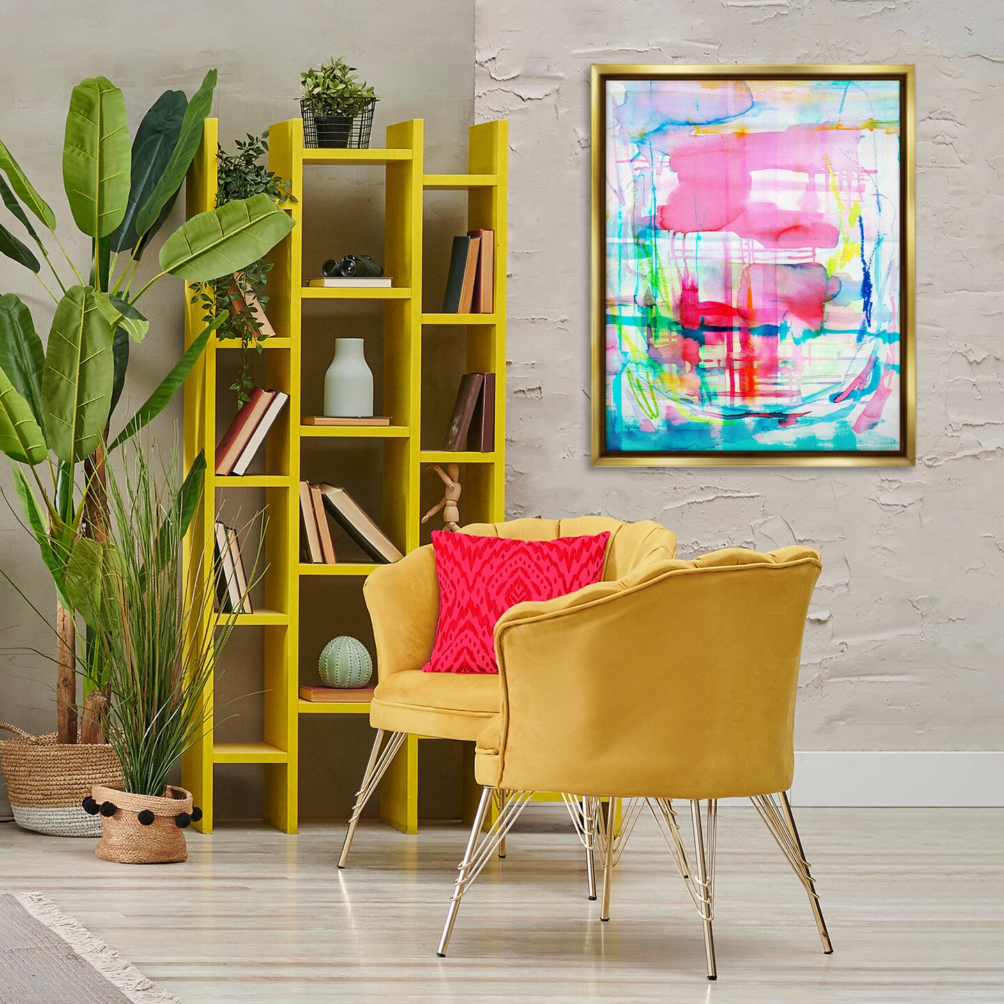 Stupell Industries Vivid Watercolor Abstraction Floating Frame Design by Gemma Bardot