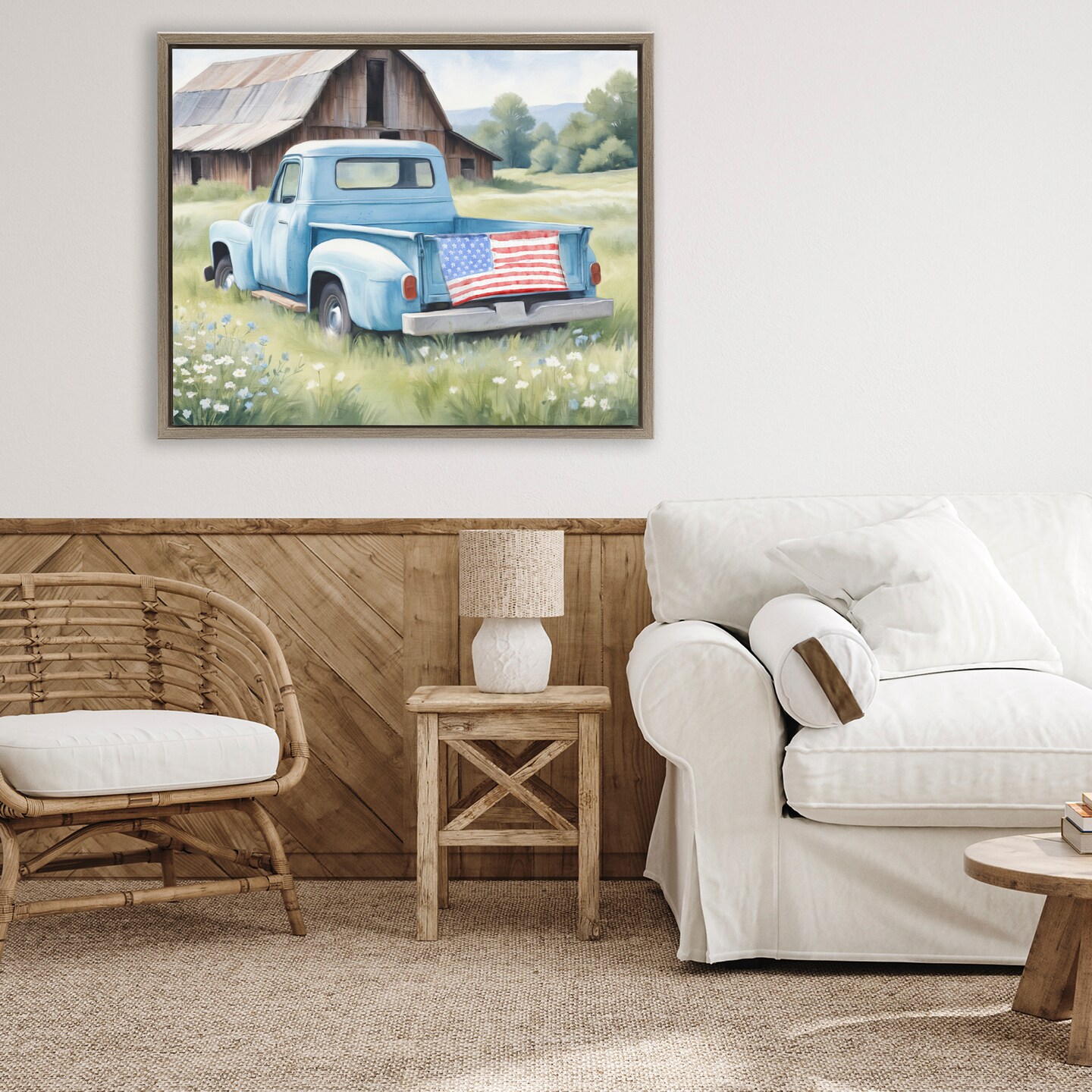 Stupell Industries American Pride Truck on Farm Floating Frame, design by Kim Allen