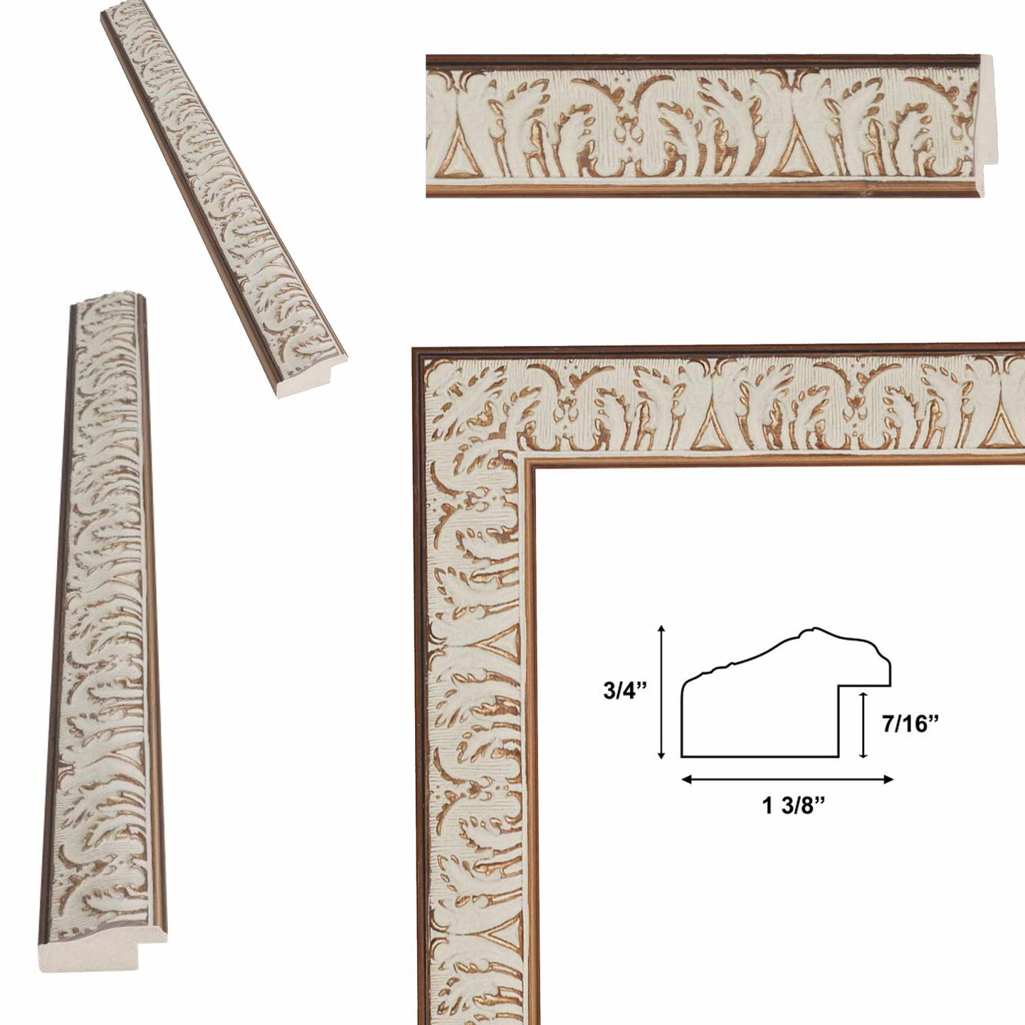 Vintage Ornate White Wash Picture Frame 13x19 frame