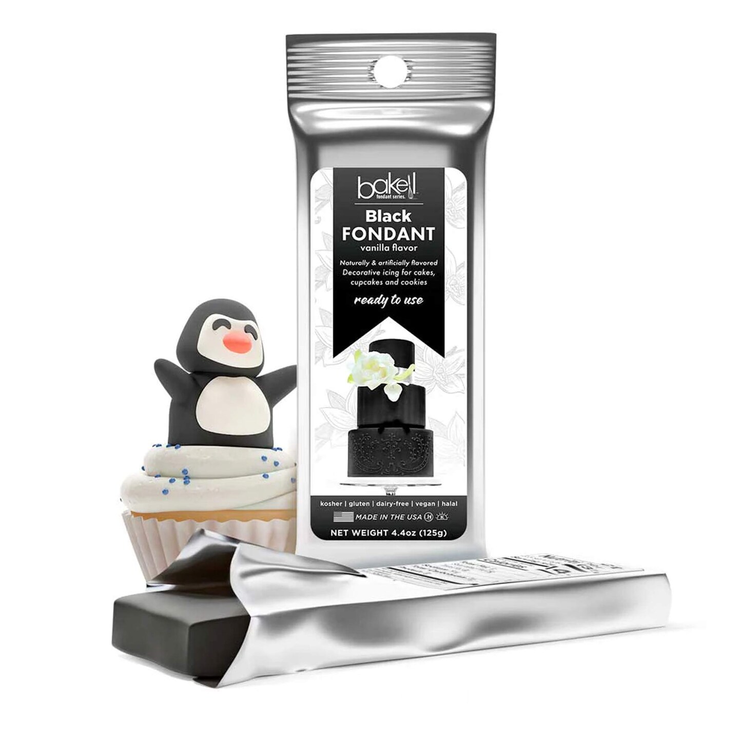Bakell&#x27;s Satin Black Ice Vanilla Fondant 4.4 oz.