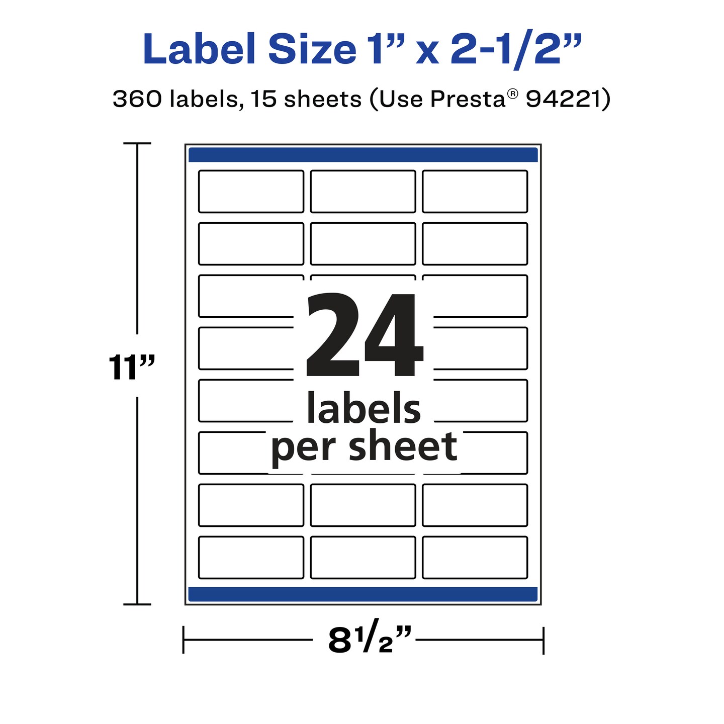 Avery Matte White Removable Rectangle Labels with Sure Feed Technology, 1" x 2.5"