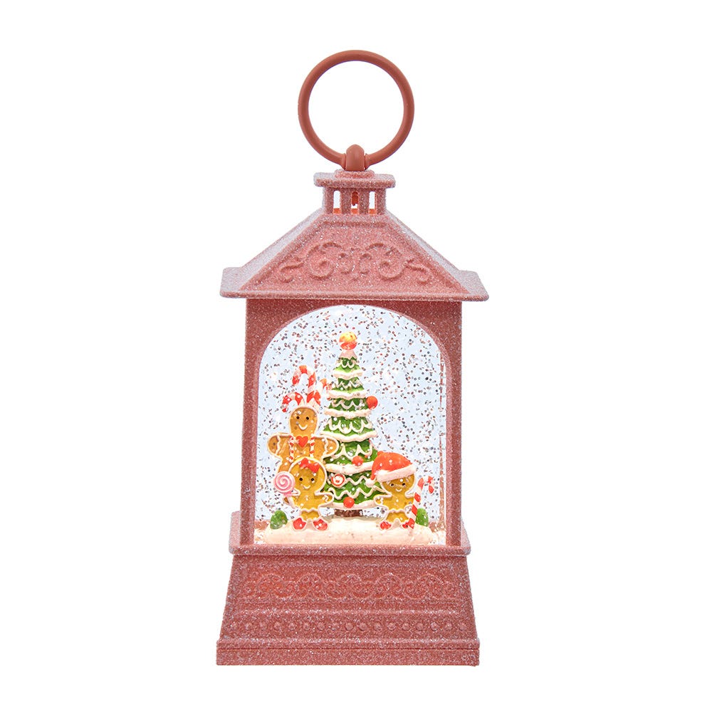 8.37" Battery-Operated USB LED Lighted Gingerbread Water Lantern - Thumbnail 2