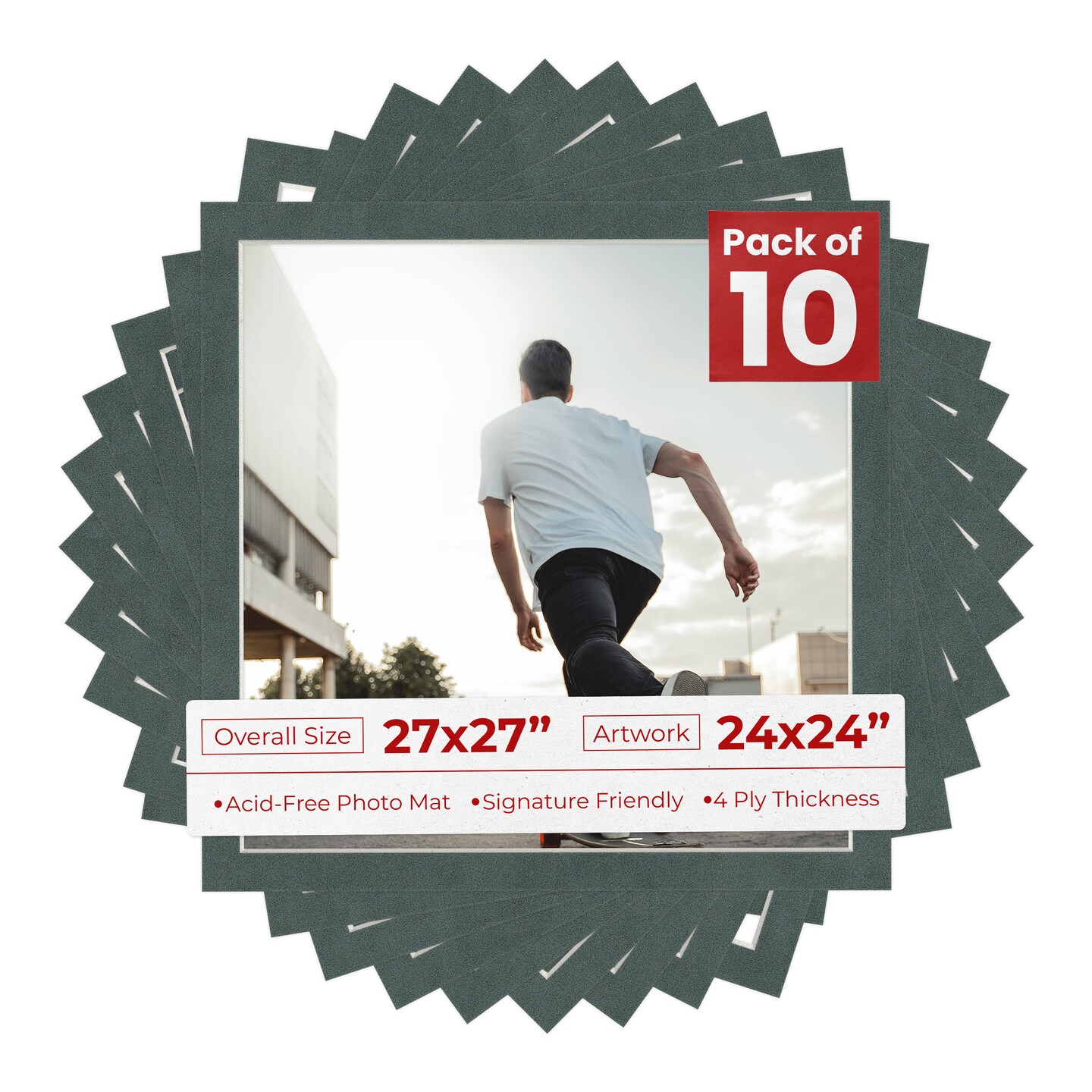 Dark Grey Suede Mat Board for 27x27 Frames - Fits 24x24 Photos