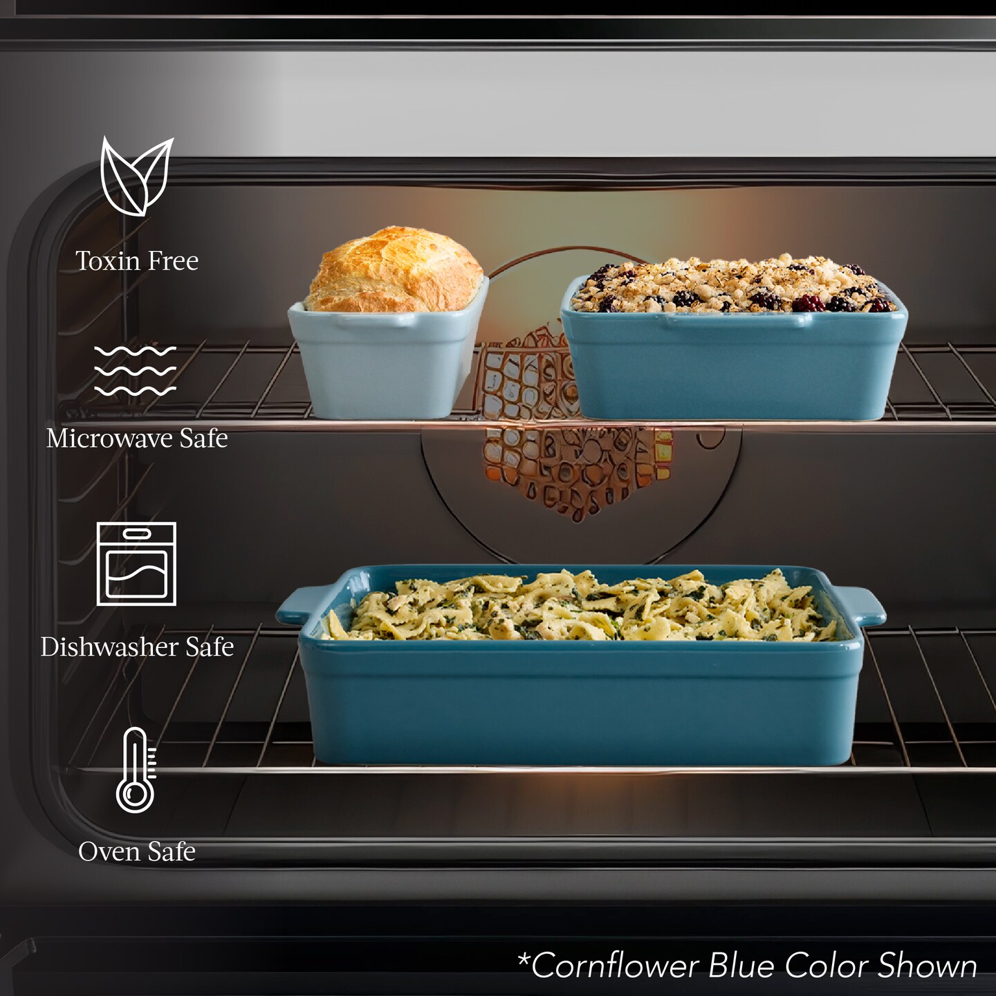 Best Choice Products Ceramic Bakeware Set of 3 Casserole, Loaf, and Square Dishes w/ Handles