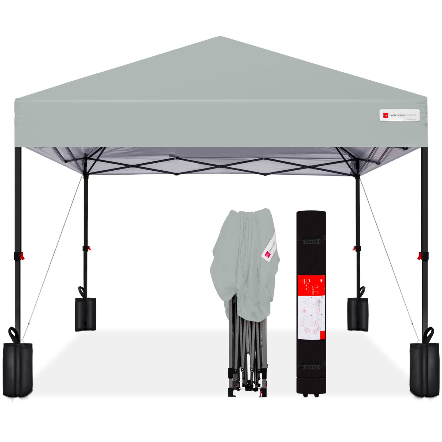 Best Choice Products 8x8ft Easy Setup Pop Up Canopy w/ 1-Button Setup, Wheeled Case, 4 Weight Bags