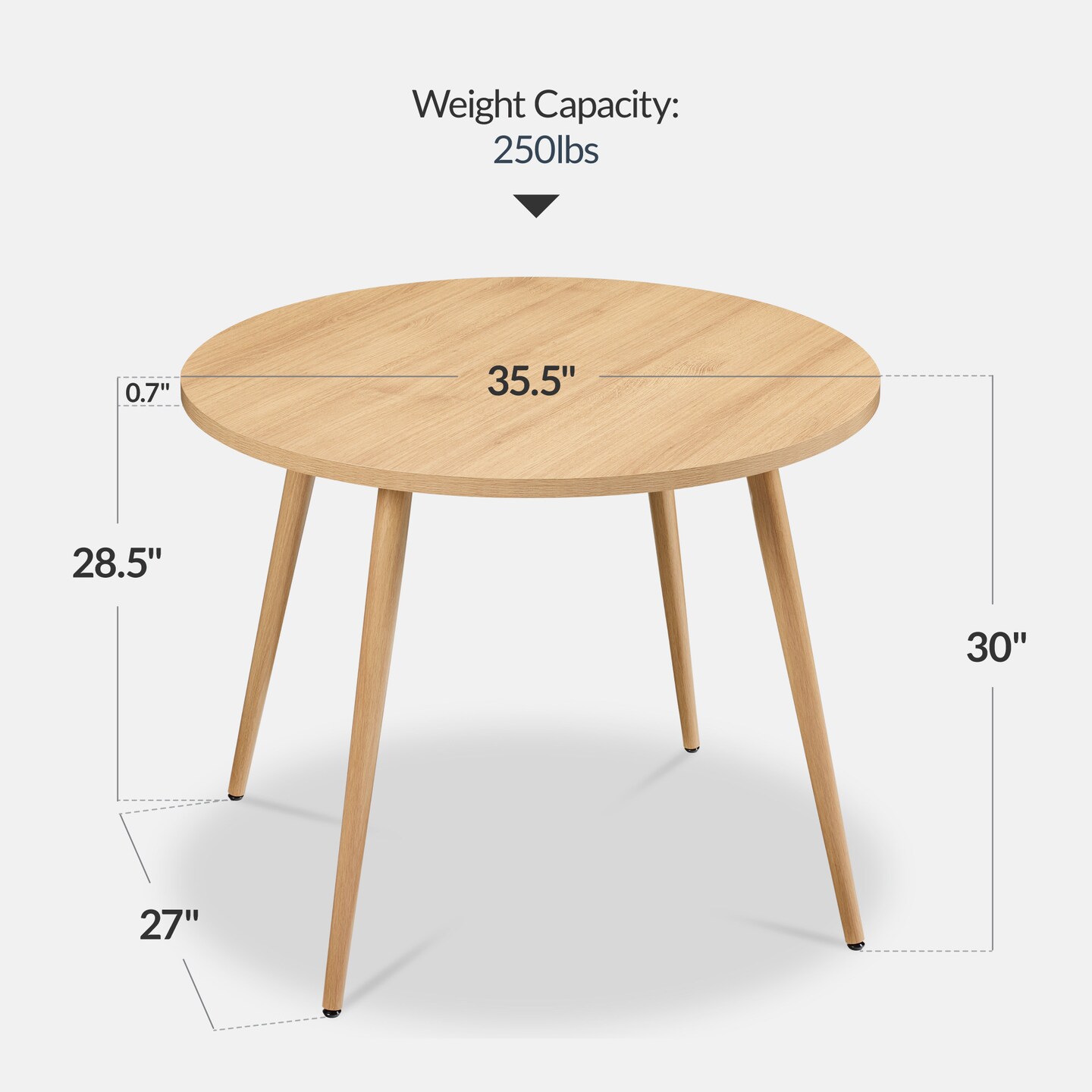 Best Choice Products Round Mid-Century Modern 35.5in Dining Table, Dinette for Home or Kitchen w/Wood Finish Steel Legs​