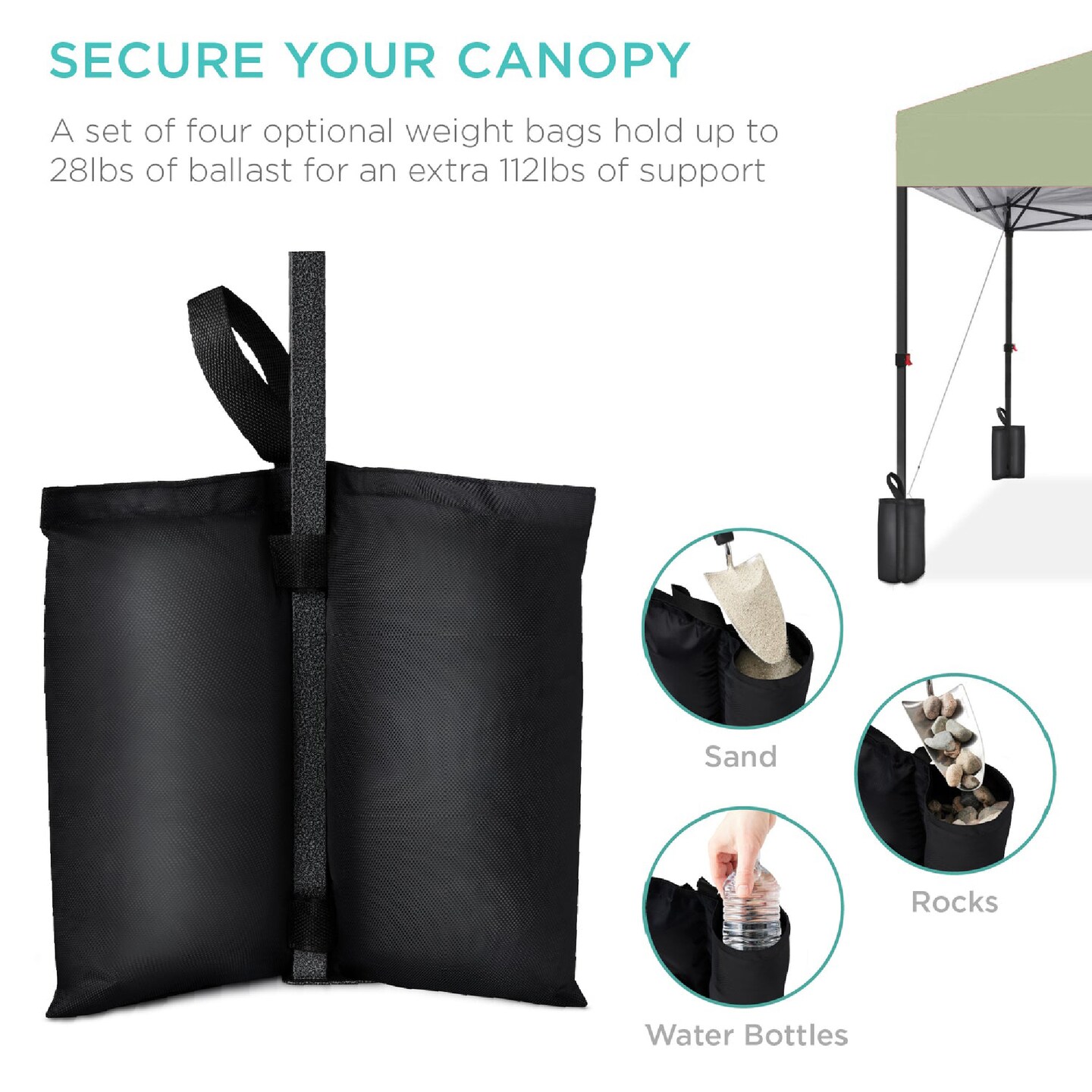 Best Choice Products 8x8ft Easy Setup Pop Up Canopy w/ 1-Button Setup, Wheeled Case, 4 Weight Bags