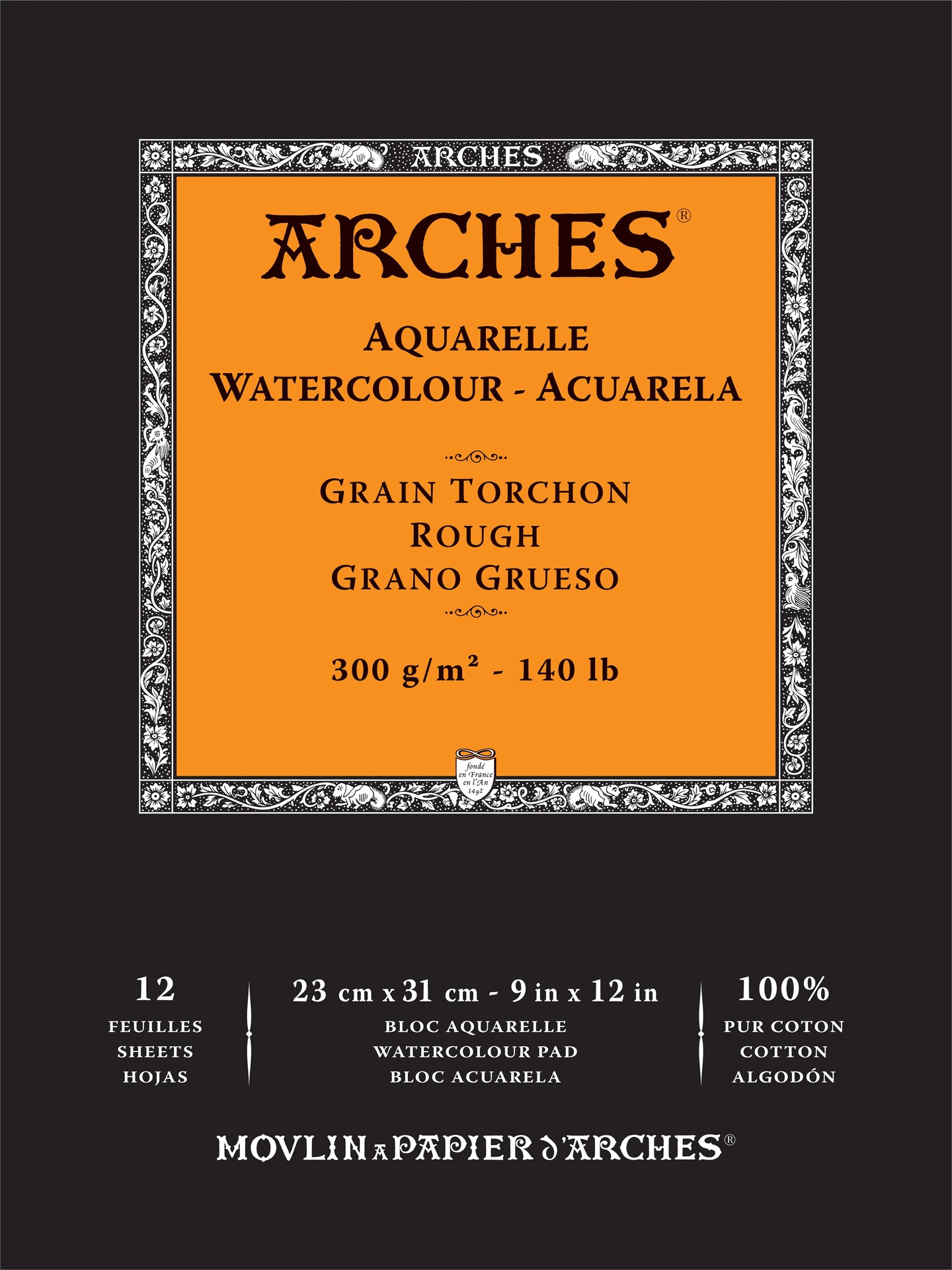 Arches Aquarelle Rough Watercolor Pad 9&#x22;X12&#x22;- 140lb, 12 Sheets