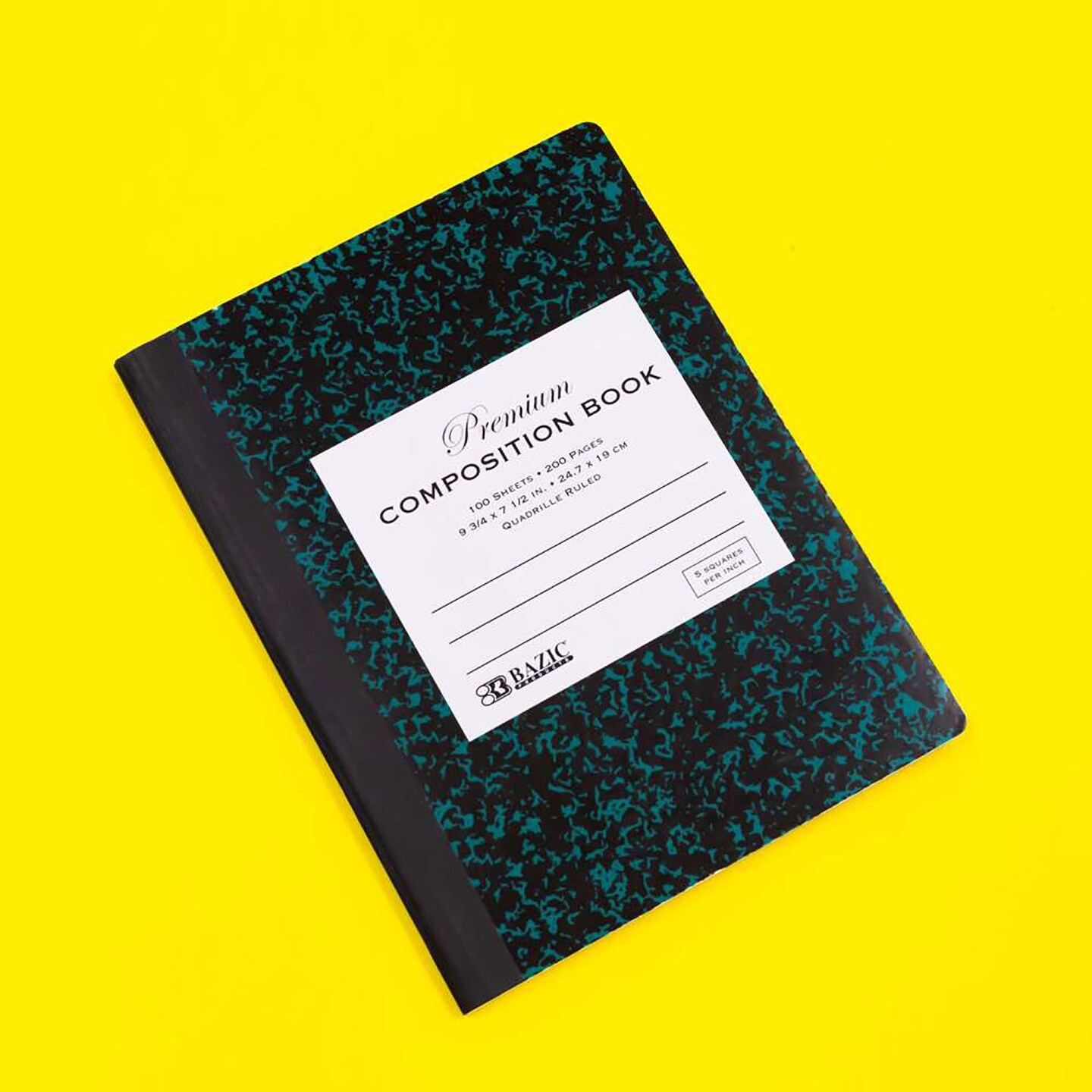 Premium Composition Book, 5-1&#x22; Quad-Ruled, Marble, 100 Sheets, Pack of 6
