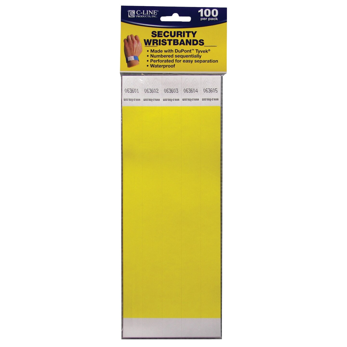 DuPont&#x2122; Tyvek&#xAE; Security Wristbands, Yellow, Pack of 100