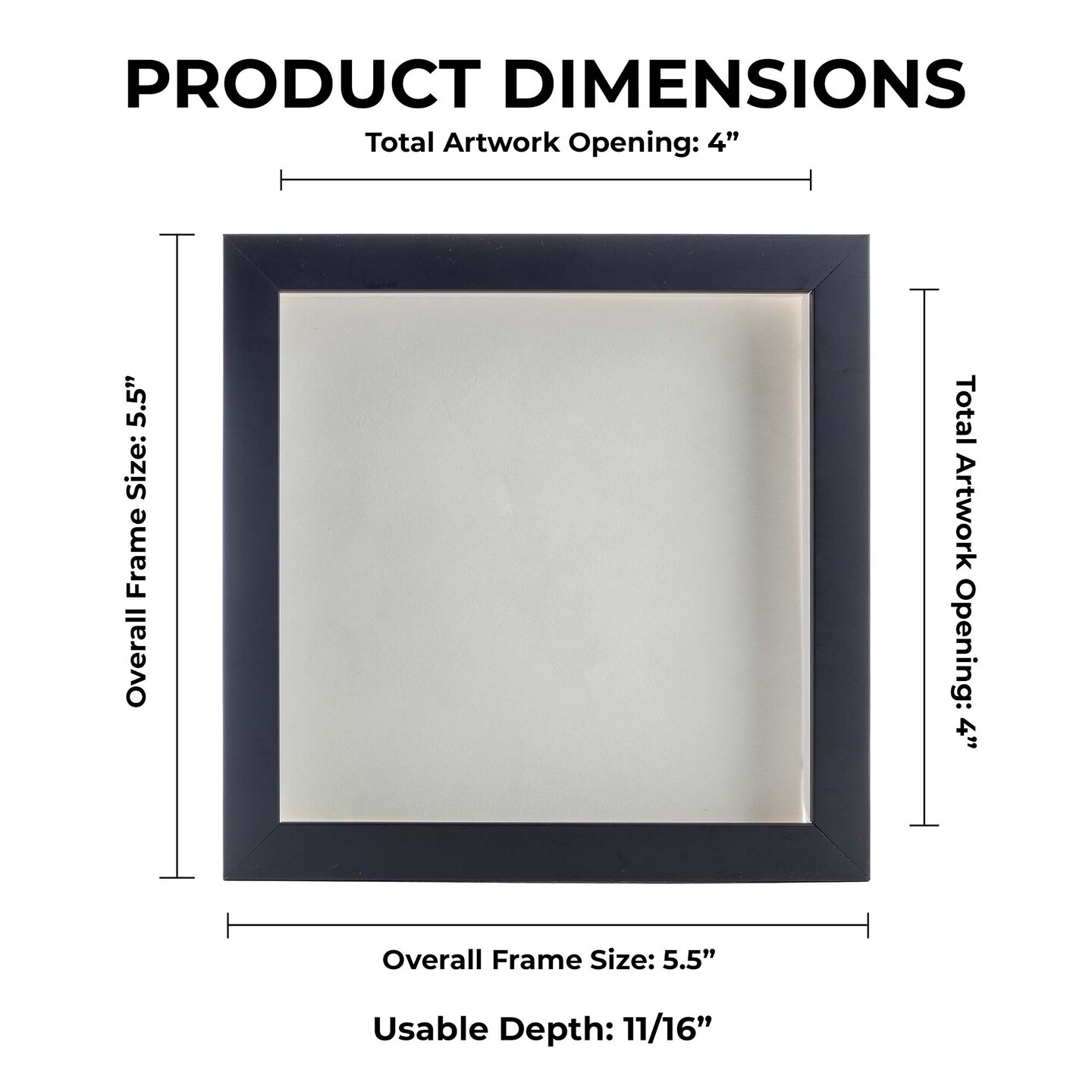 Classic Black Wood Shadown Box Frame with Acrylic Front - White Suede Backing, 30 Sizes