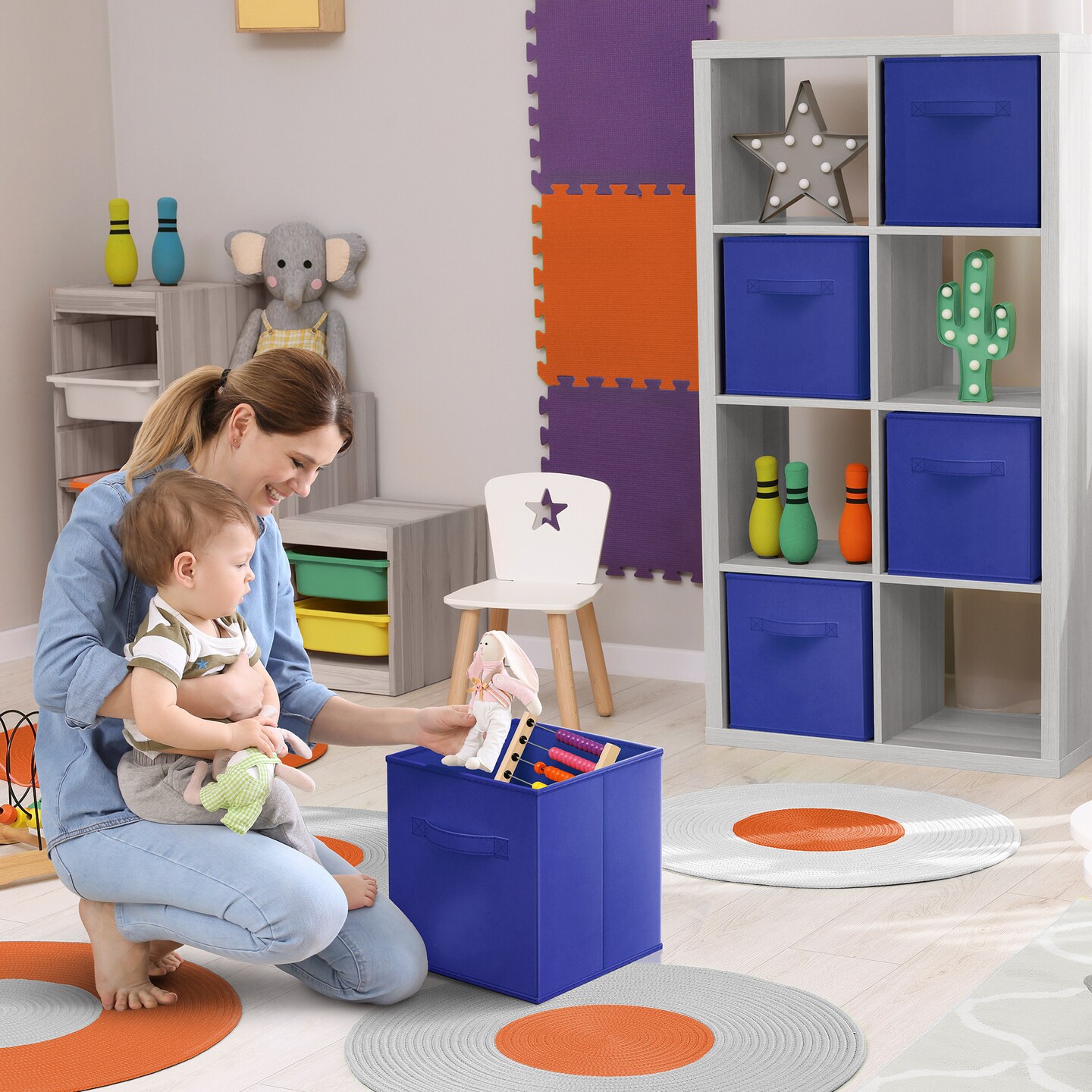Sorbus Fabric Storage Cubes, Large 13 Inch Storage Bins, Foldable Cube Baskets with Handle, 1-Pc Solid Colors