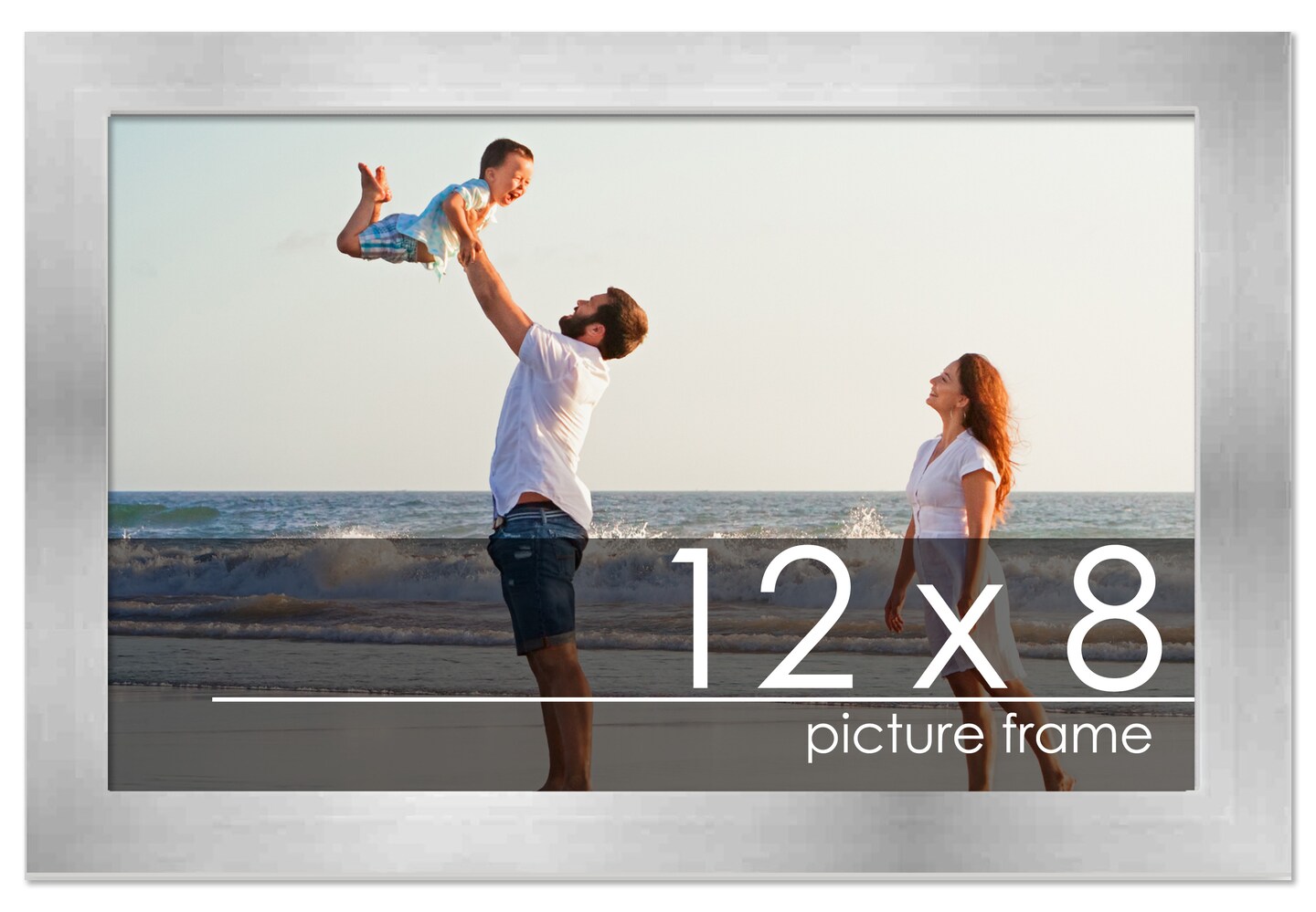 12x8 Solid Wood Picture Frame with UV-Resistant Acrylic &#x26; Acid-Free Backing, Available in 6 Finishes: Matte Black, Matte White, Metallic Bronze, Silver, Natural Wood Grain &#x26; Mahogany