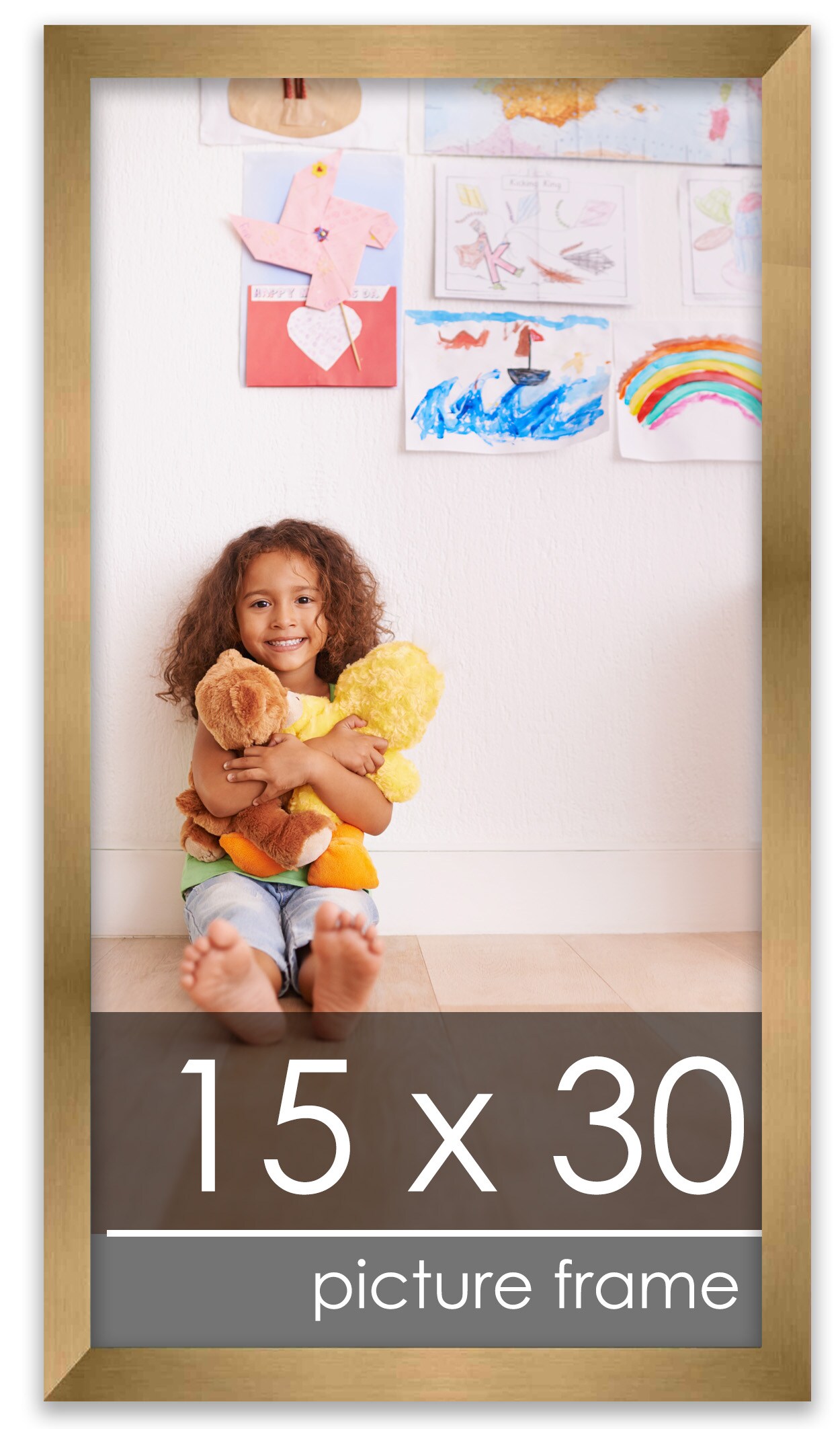 15x30 Gold Bronze Wood Picture Frame - UV Acrylic, Foam Board Backing, Hanging Hardware