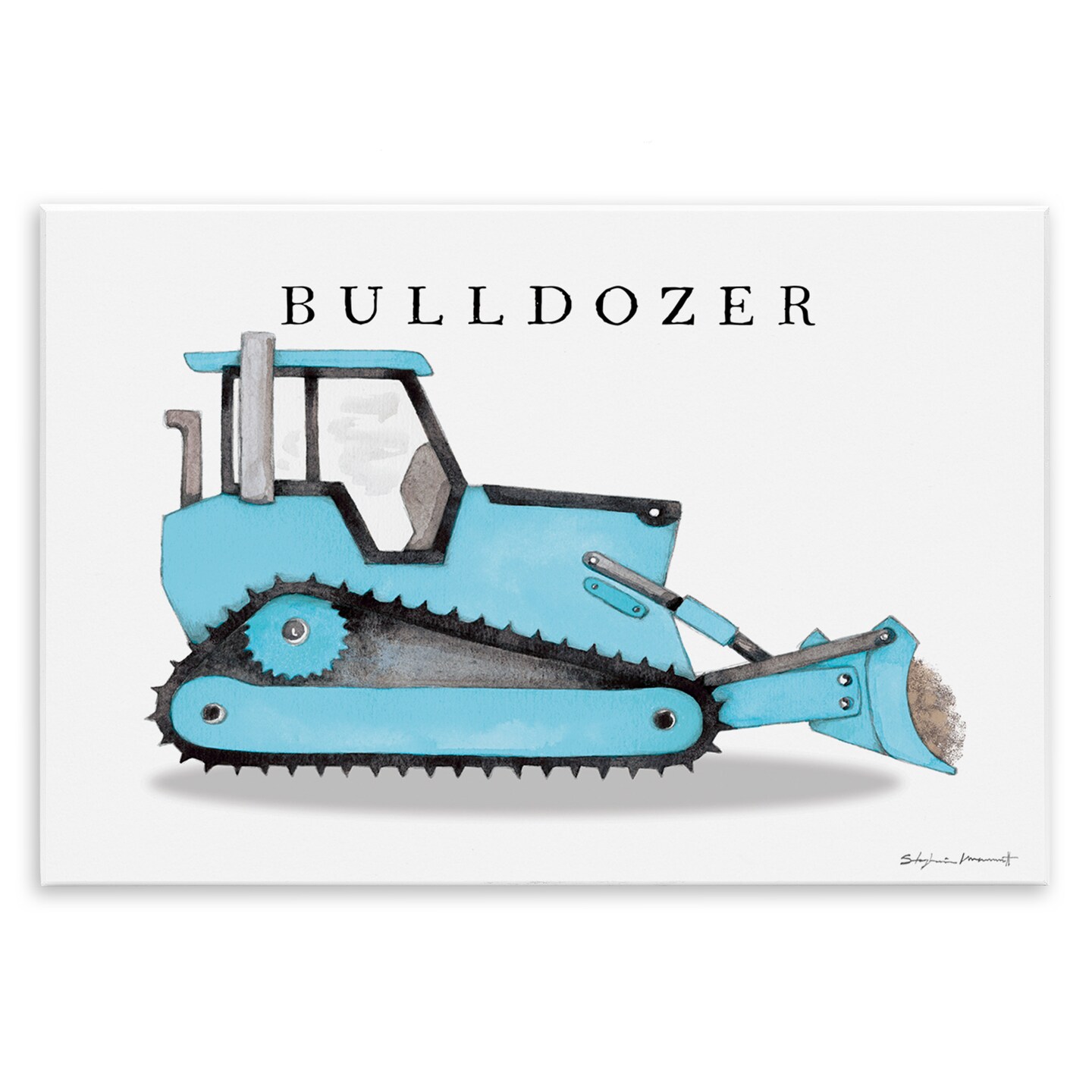 Stupell Industries Blue Bulldozer Construction Machine Wall Plaque Art