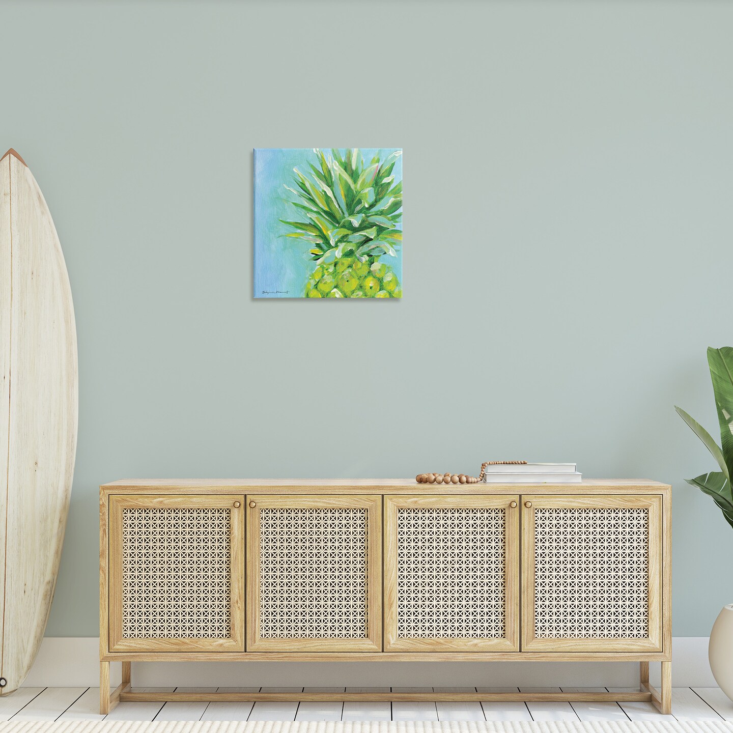 Stupell Industries Tropical Blue Pineapple Fruit Canvas Wall Art