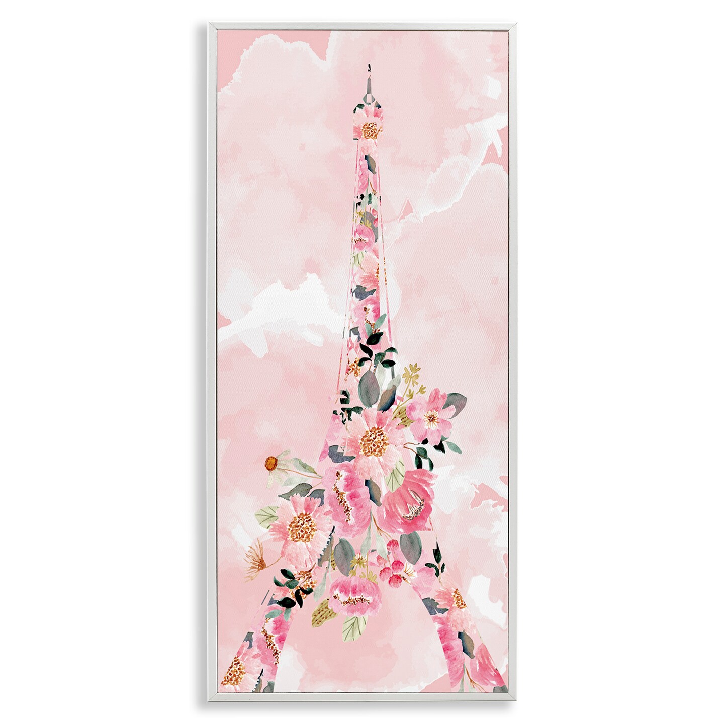 Stupell Industries Floral Pattern Eiffel Tower Framed Giclee Art