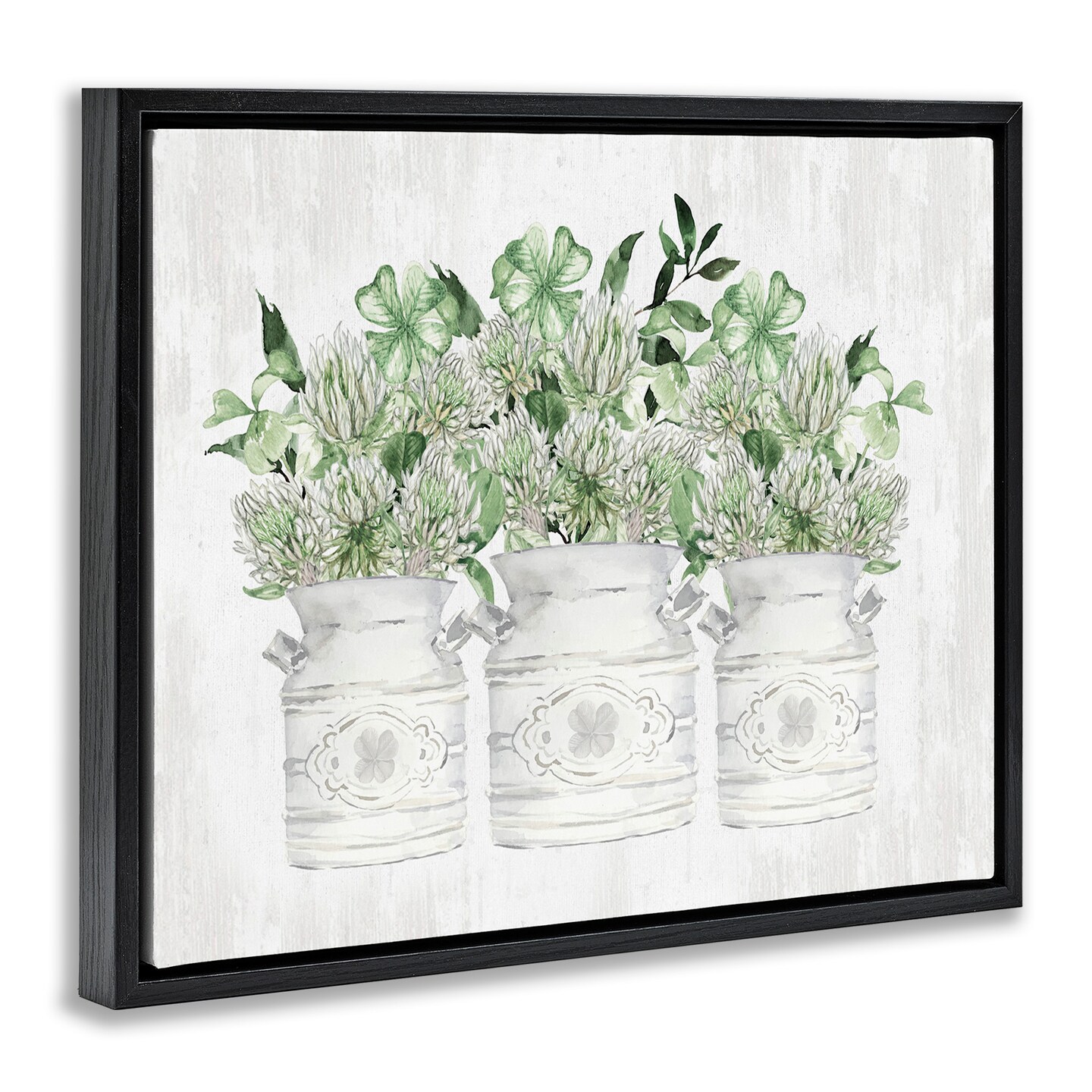 Stupell Industries Rustic Shamrock Bouquets Black Framed Floater Canvas Wall Art