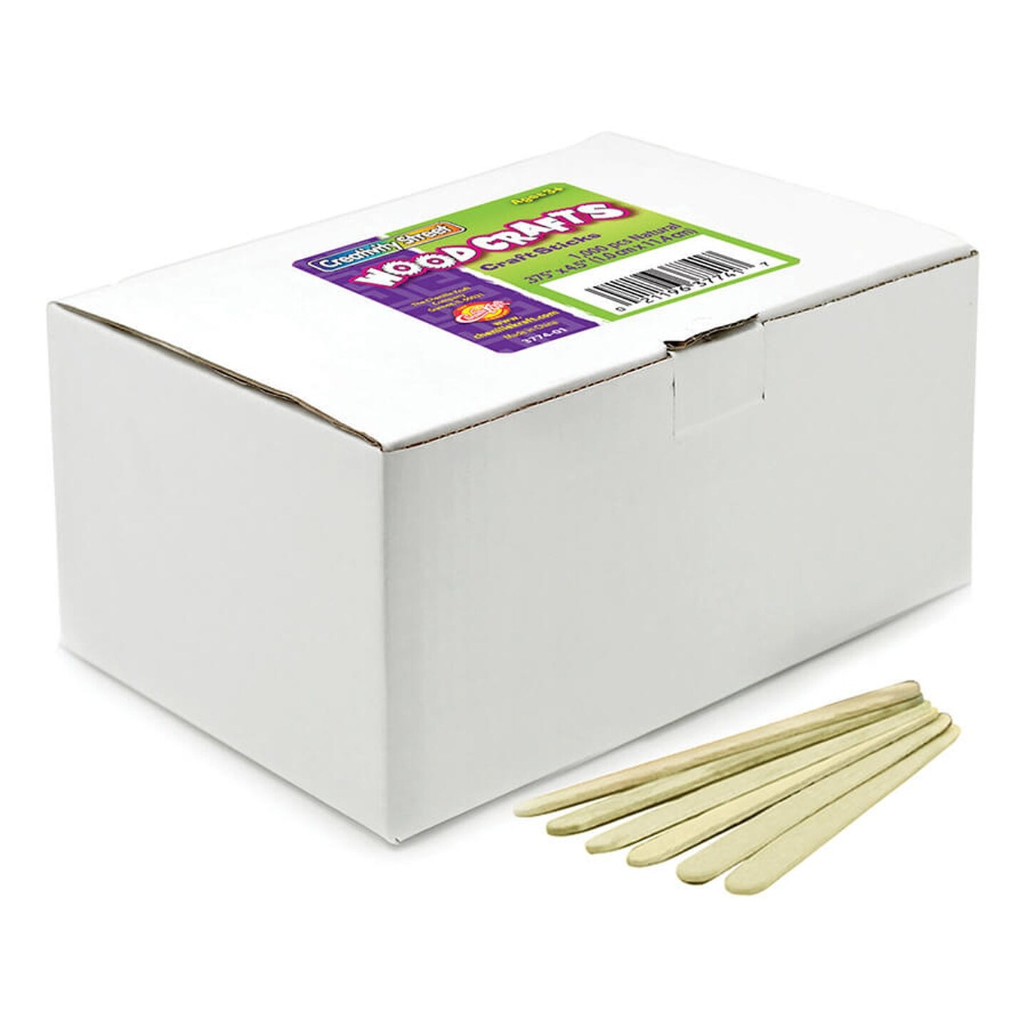 Economy Regular Craft Sticks, Natural, 4-1/2&#x22; x 3/8&#x22;, 1000 Pieces