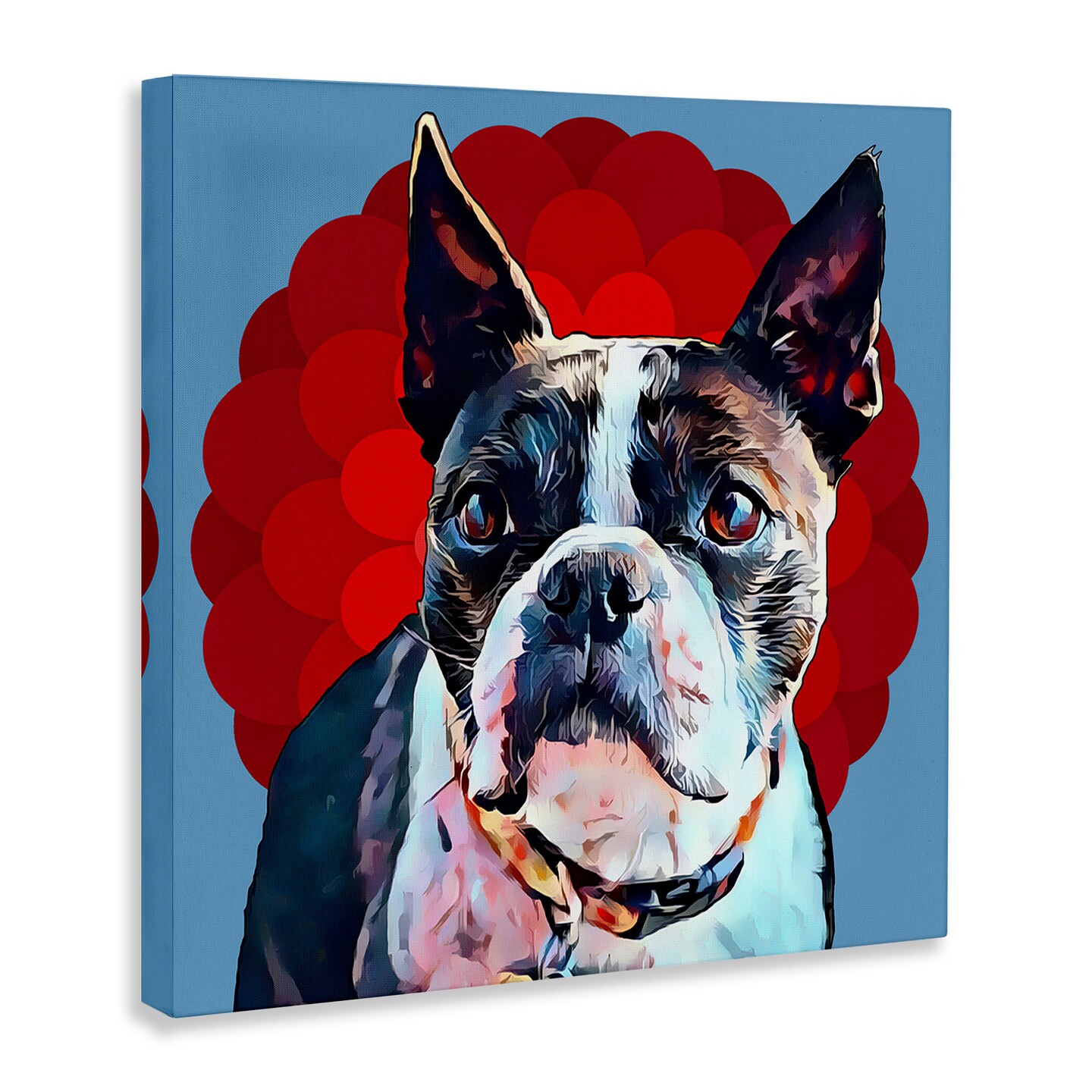 Stupell Industries Boston Terrier Dog over Geometric Canvas Wall Art