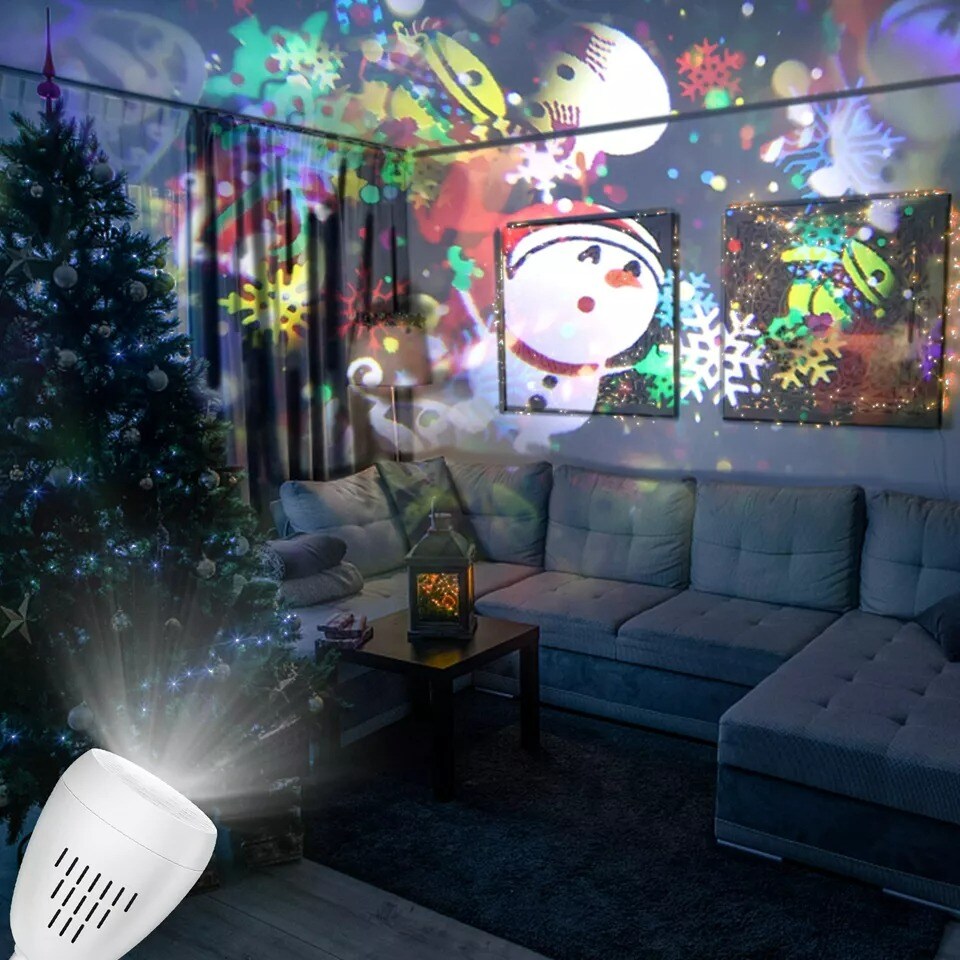 LED Snowflake Christmas Projector Lights Laser Moving Landscape Xmas Decor Lamp