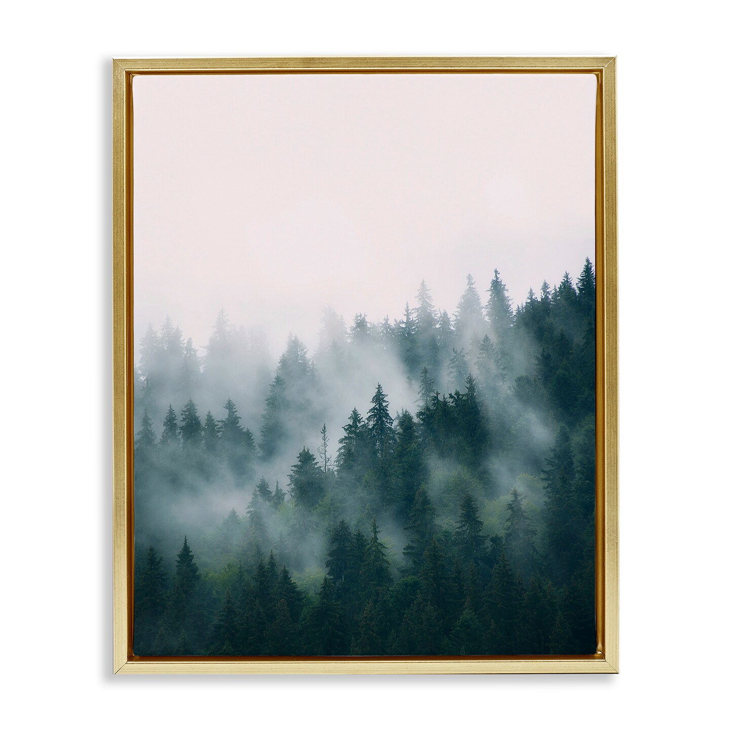 Stupell Industries Misty Forest Trees Framed Floater Canvas Wall Art