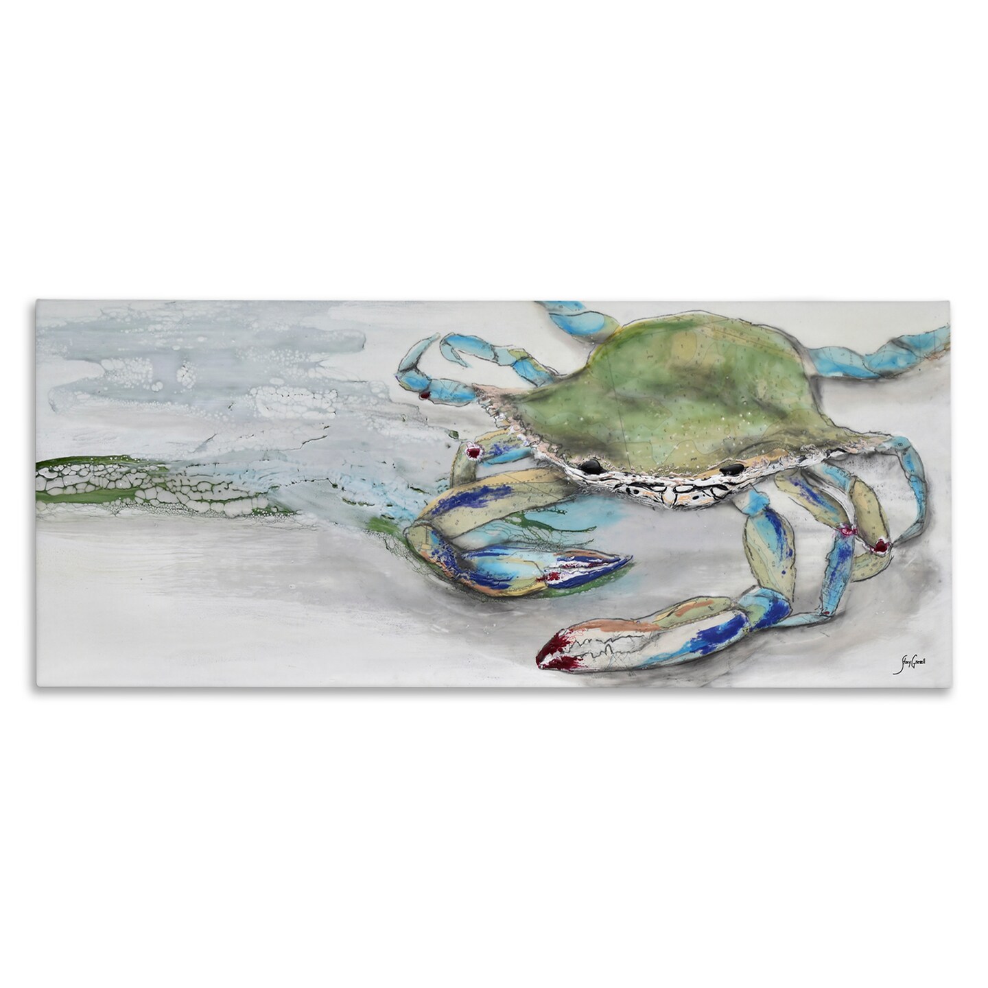 Stupell Industries Vivid Crab on Beach Shoreline Canvas Wall Art