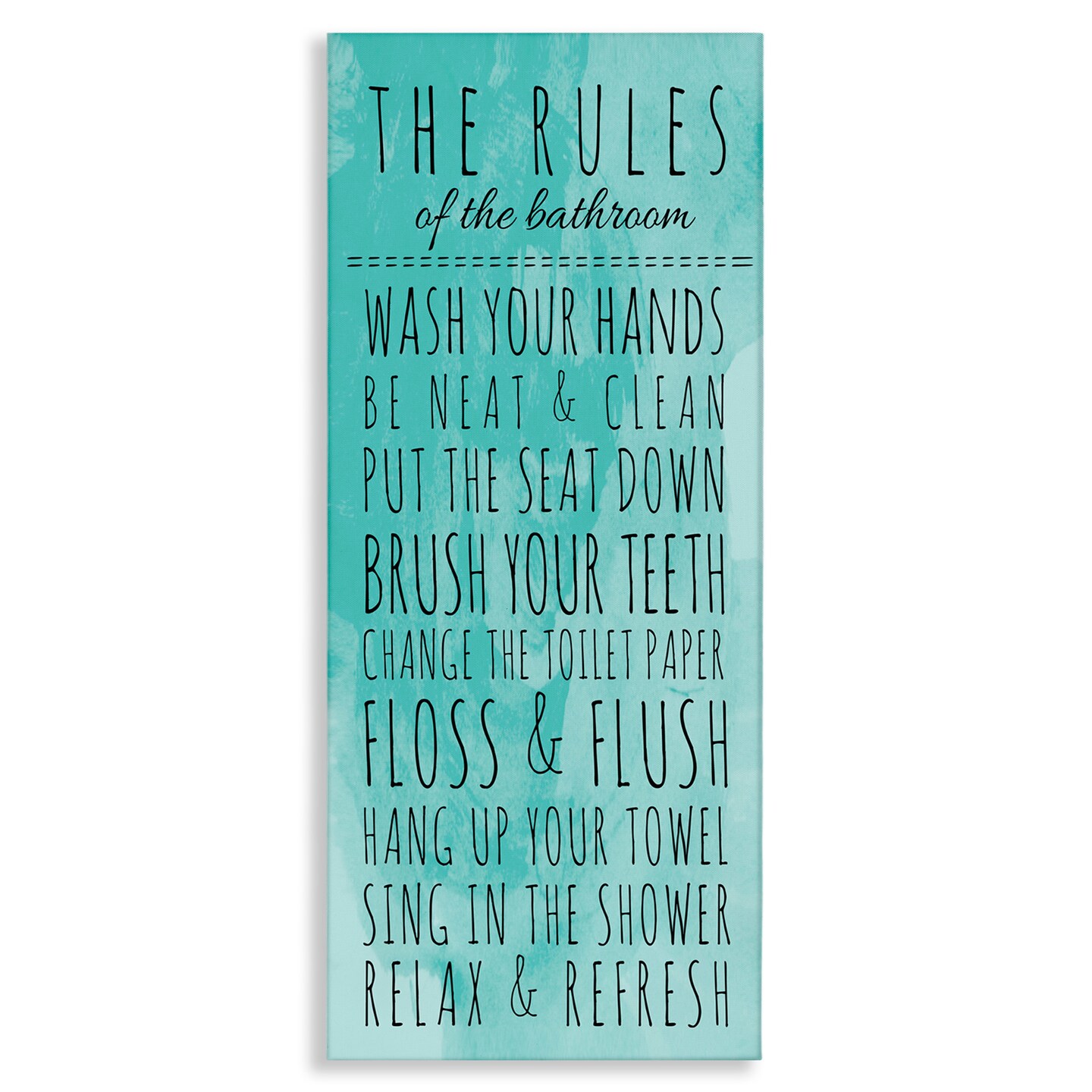 Stupell Industries Bathroom Rules on Turquoise Canvas Wall Art