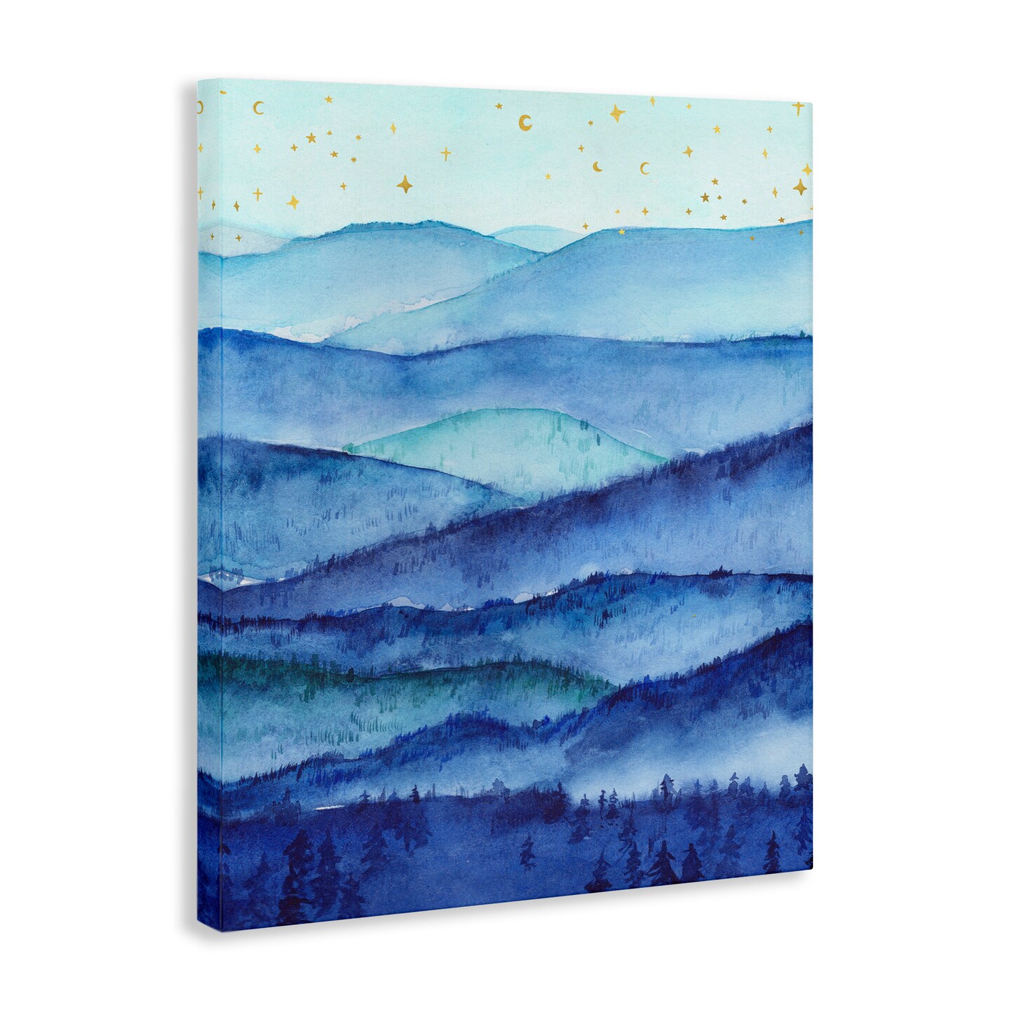 Stupell Industries Blue Mountains &#x26; Trees Scenery Canvas Wall Art