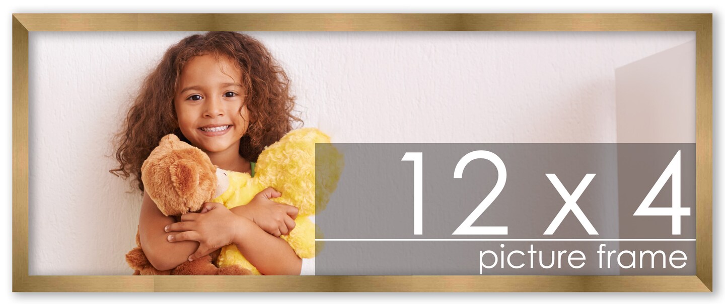 12x4 Solid Wood Picture Frame with UV-Resistant Acrylic &#x26; Acid-Free Backing, Available in 6 Finishes: Matte Black, Matte White, Metallic Bronze, Silver, Natural Wood Grain &#x26; Mahogany