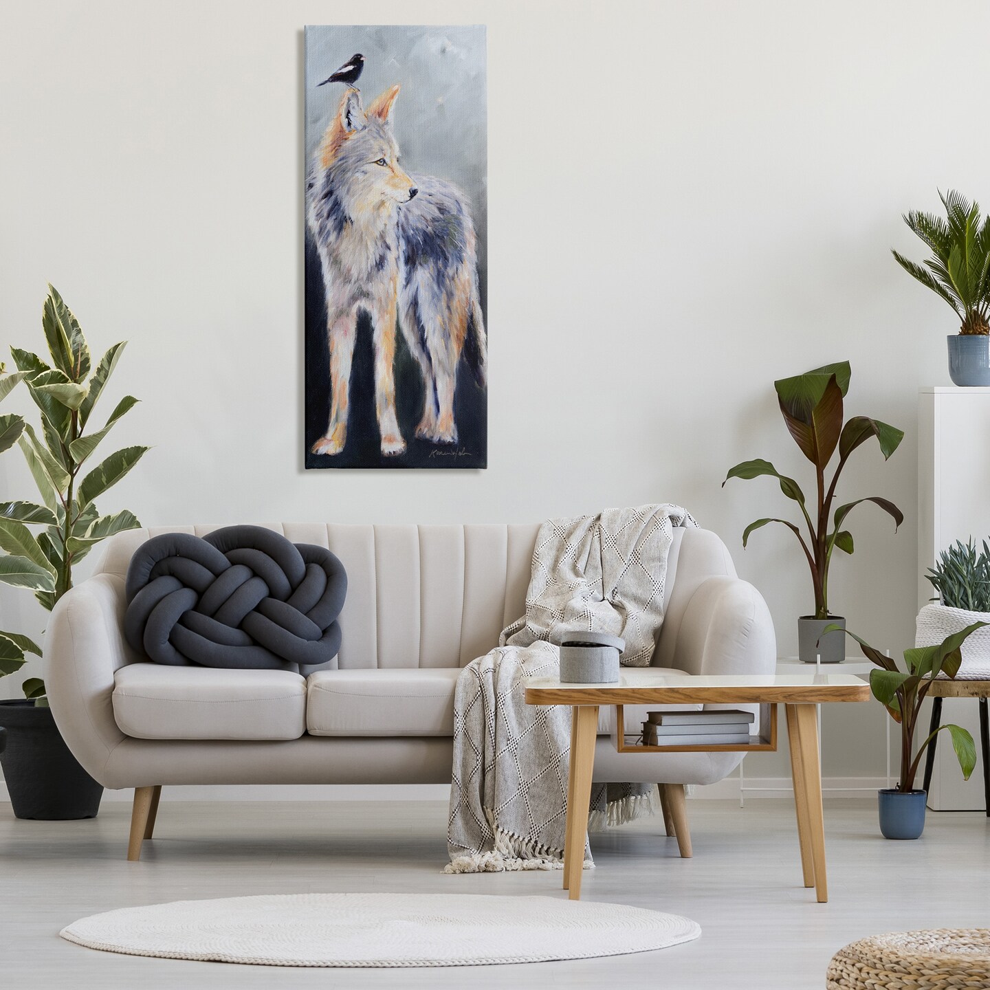 Stupell Industries Wild Coyote &#x26; Black Bird Canvas Wall Art