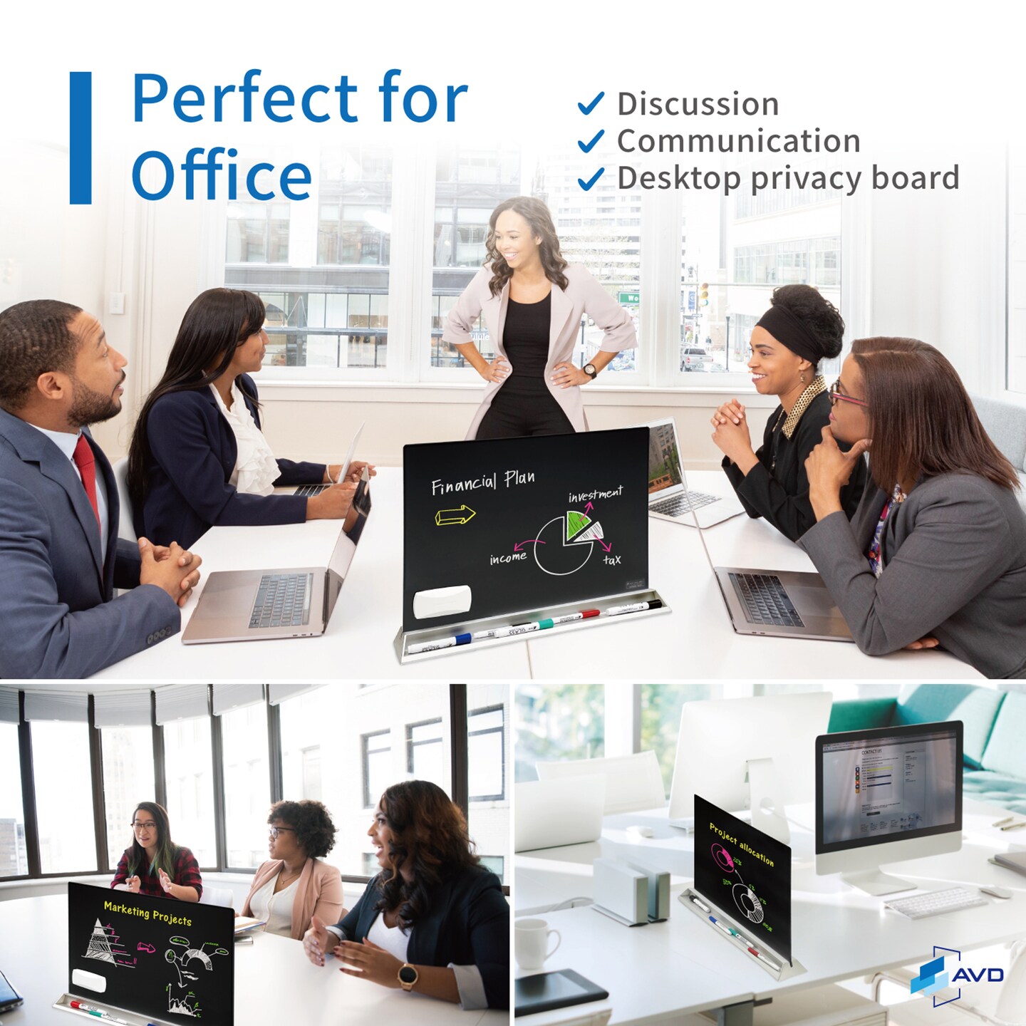 Audio-Visual Direct Magnetic Desktop Memo White Board Planner for Reception & Office