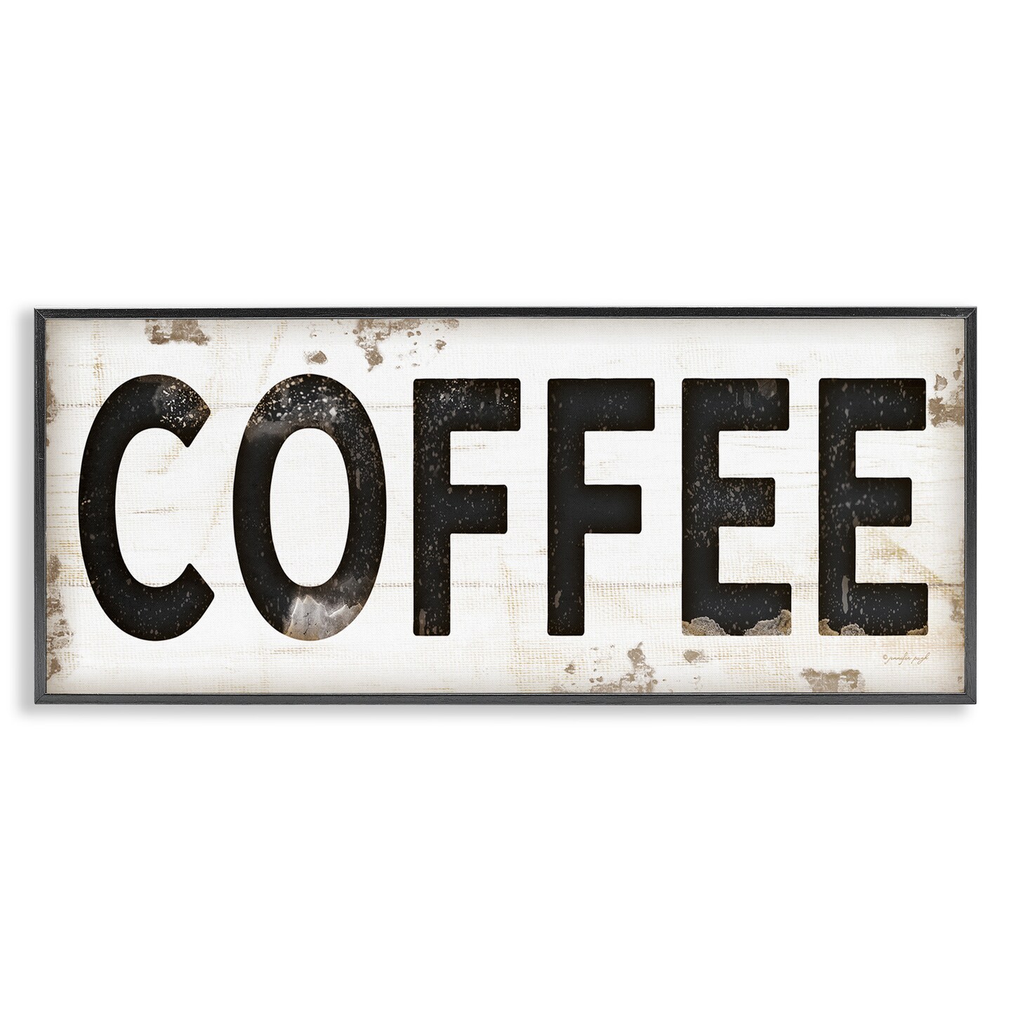 Stupell Industries Coffee Typography Vintage Sign Framed Giclee Art