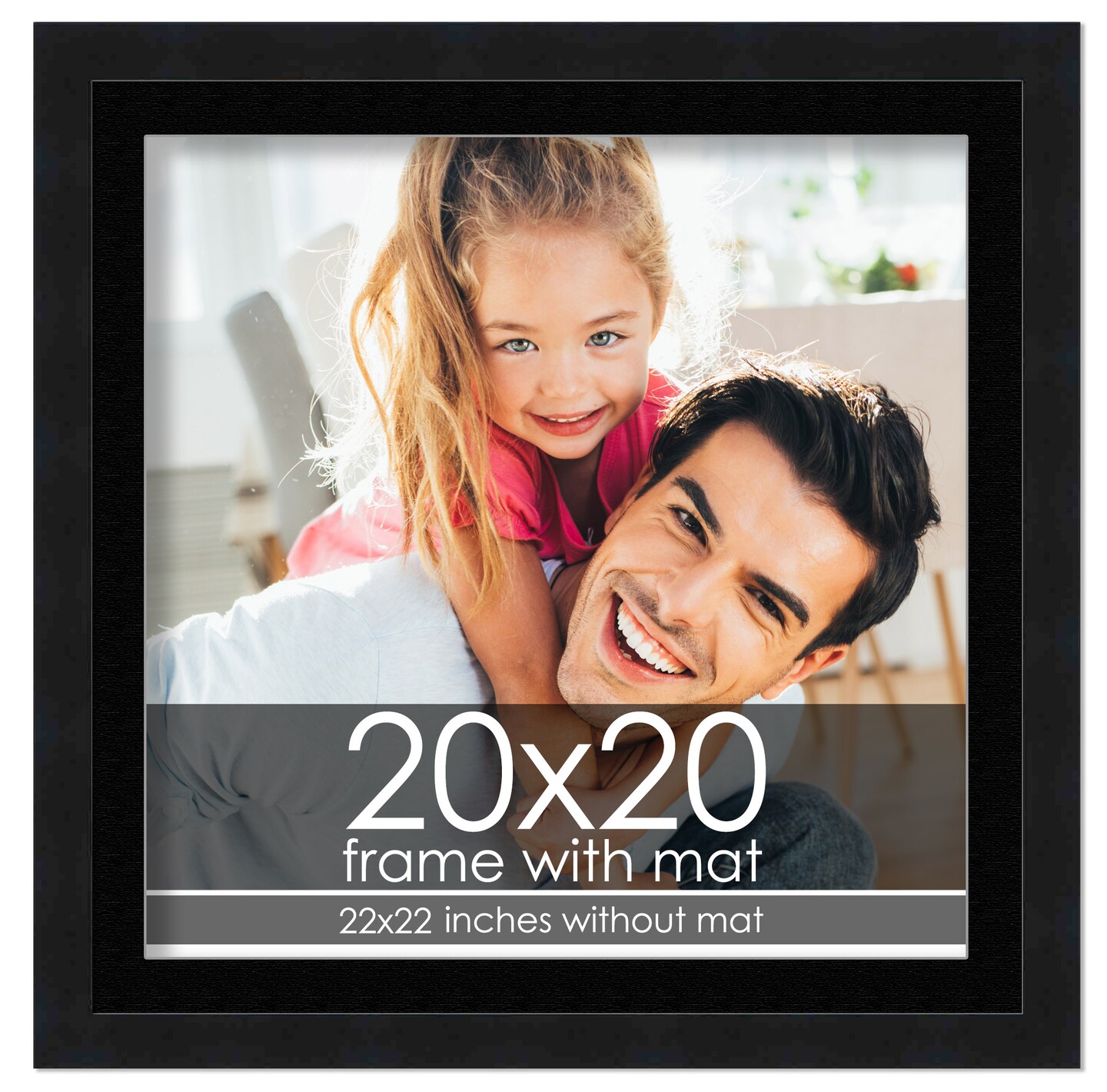 Modern Black Frame with Black Photo Mat, UV Acrylic Front, Foam Board Backing, 60 Sizes Available