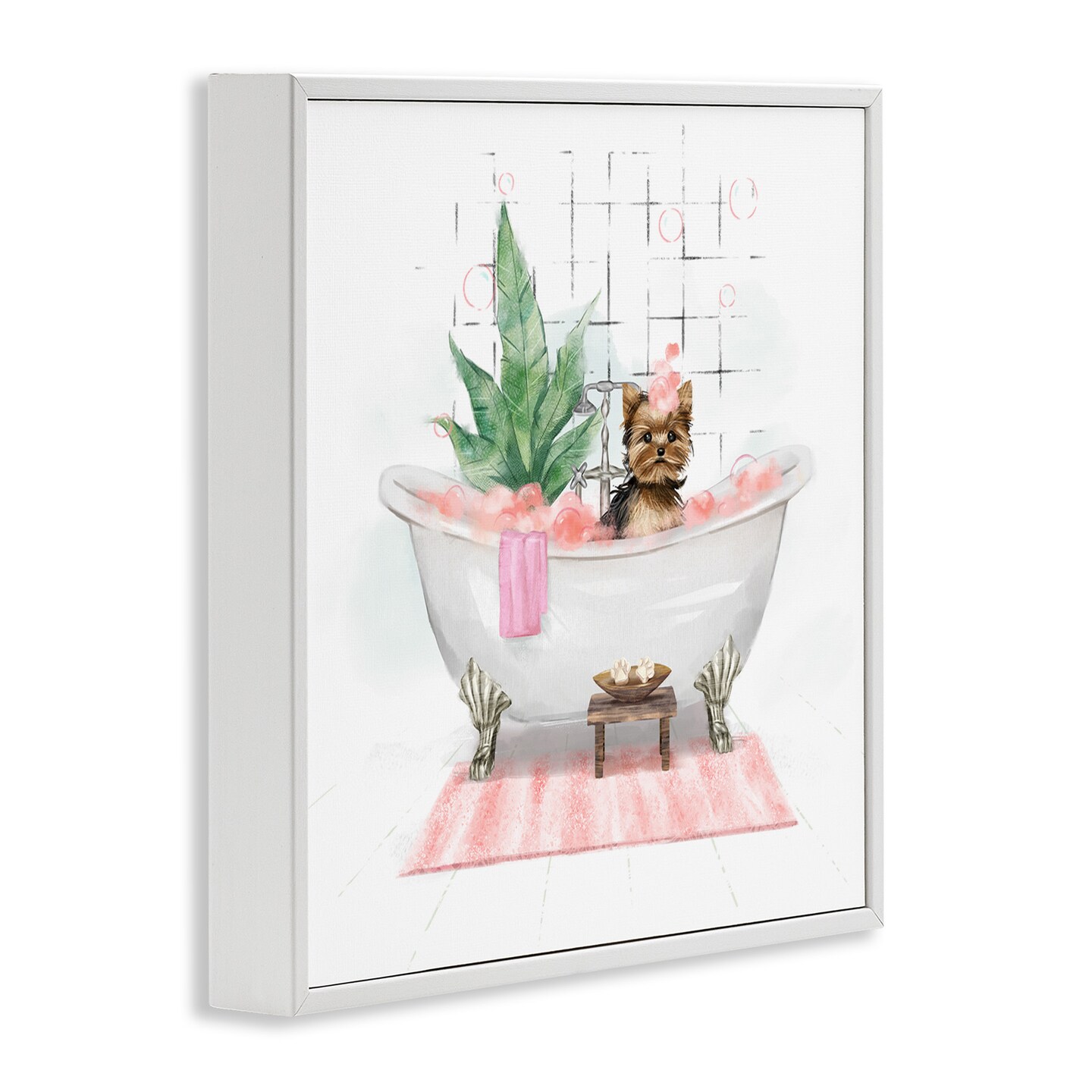 Stupell Industries Chic Yorkie Dog in Bubble Bath Framed Giclee Art